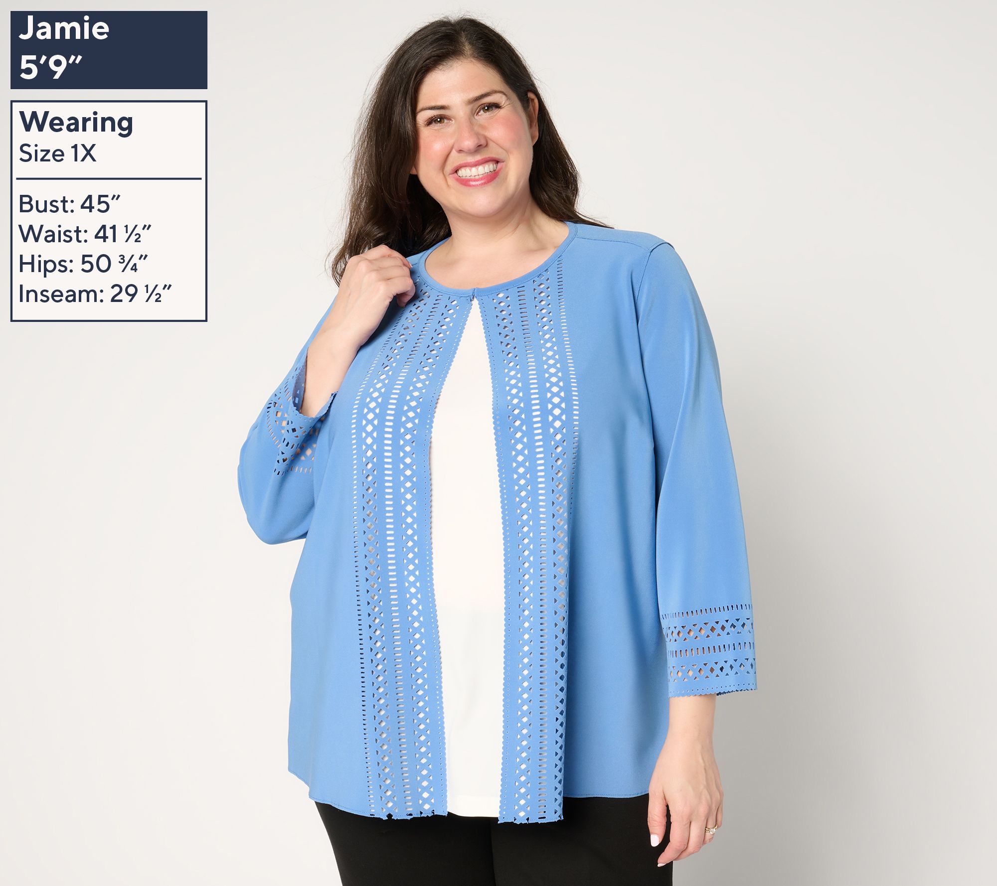 GRAVER Susan Graver LK Fusion Plus Laser Cut Cardigan - QVC.com