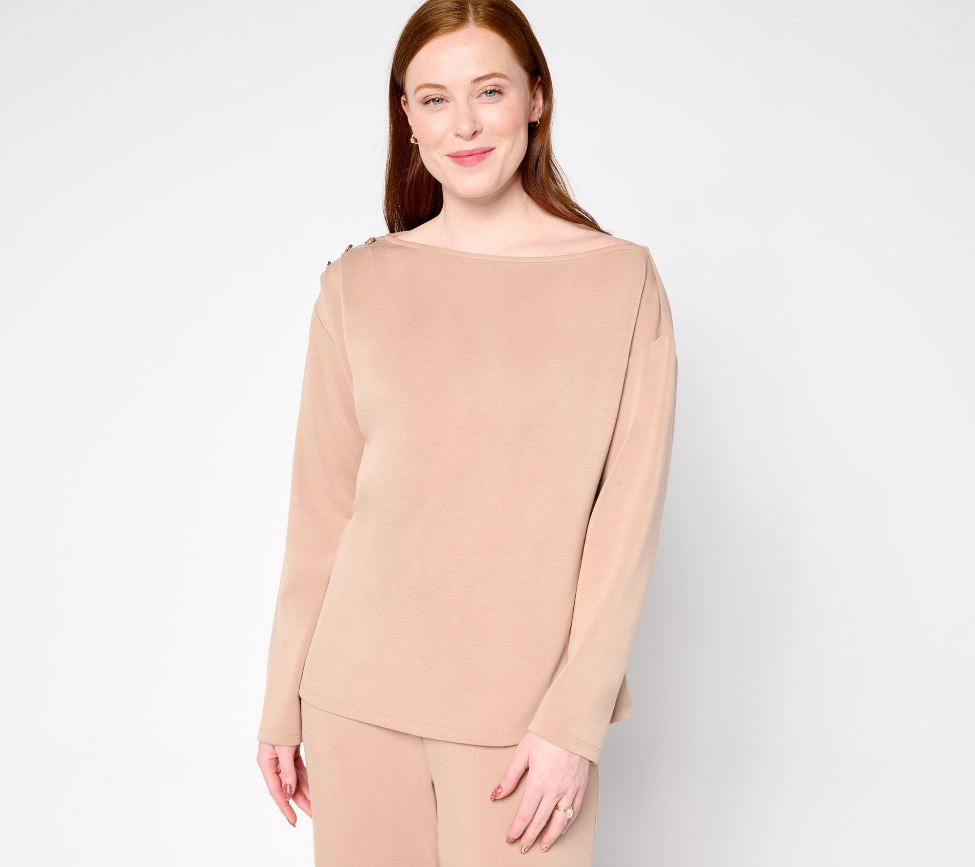 BEAUTIFUL by Lawrence Zarian Asymmetric Boatneck Top