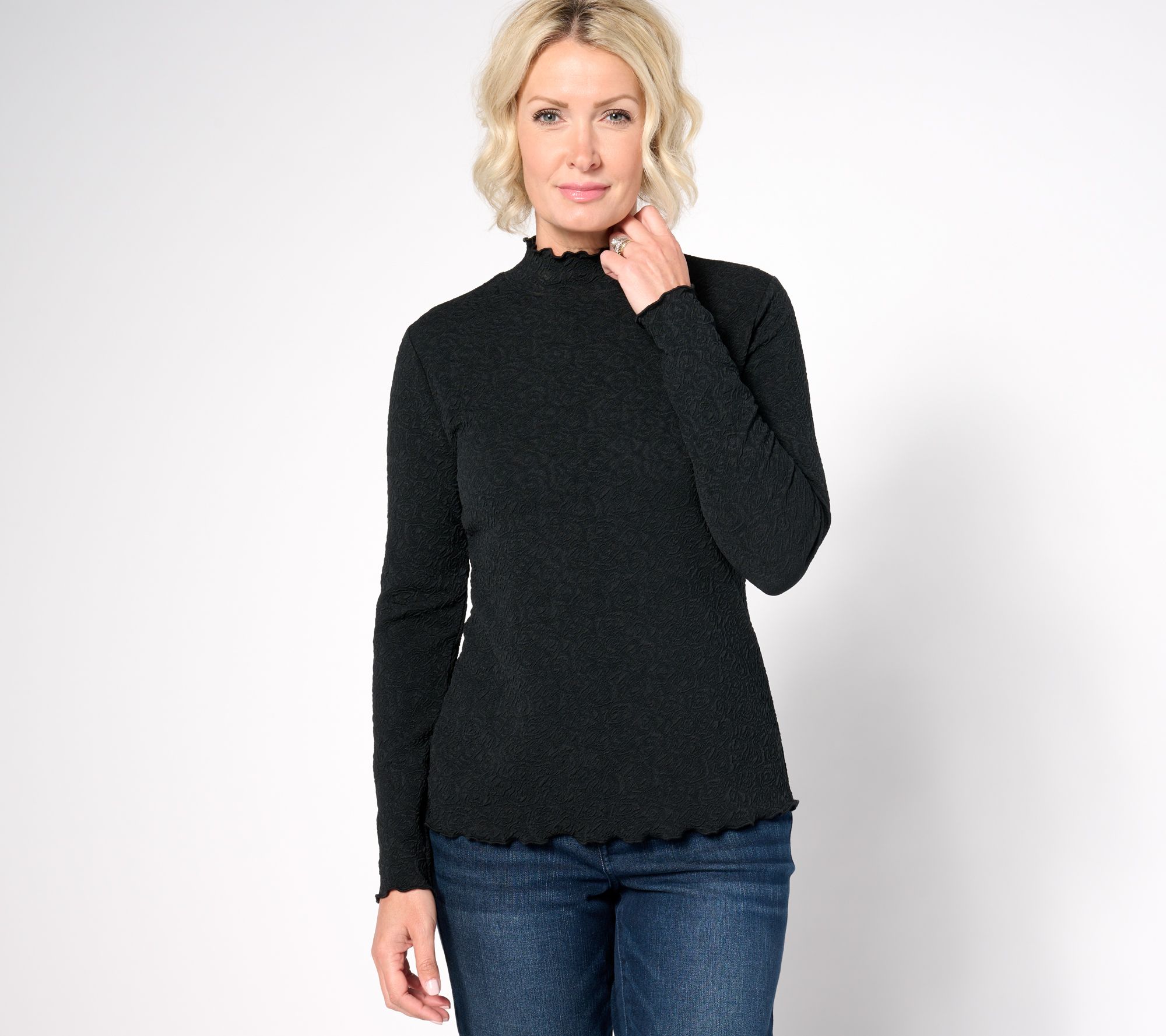 "As Is" Me by Jennie Garth Rosetta Knit Mock Neck Top