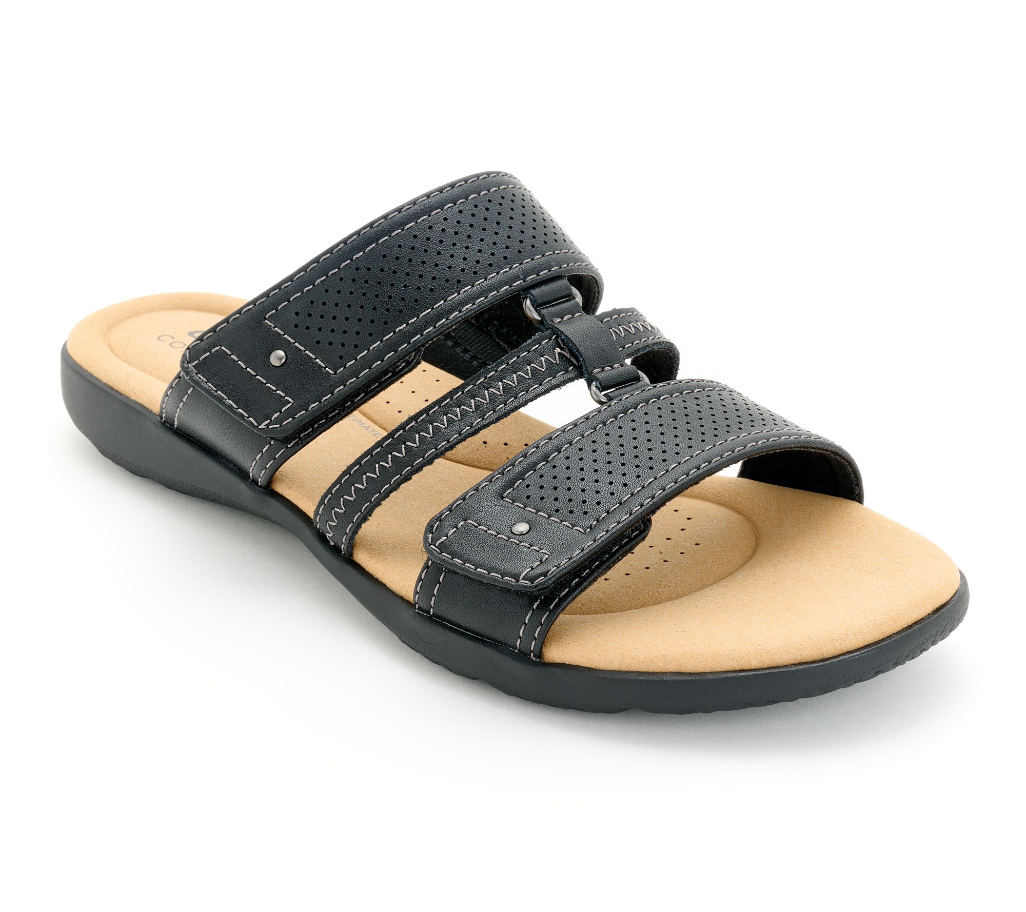 Clarks Collection Leather Slide Sandals -Elizabelle Ave