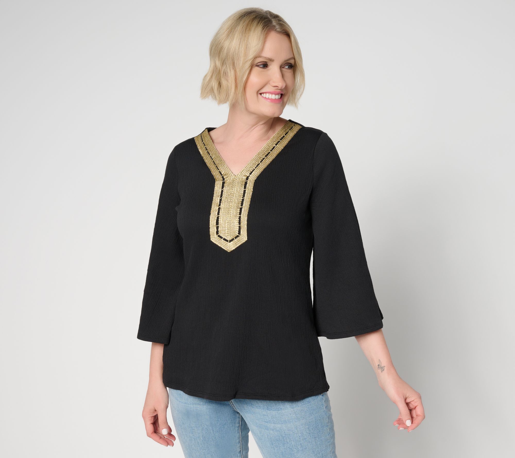 Belle by Kim Gravel Packabelle Gotta Getaway Glam Trim Top