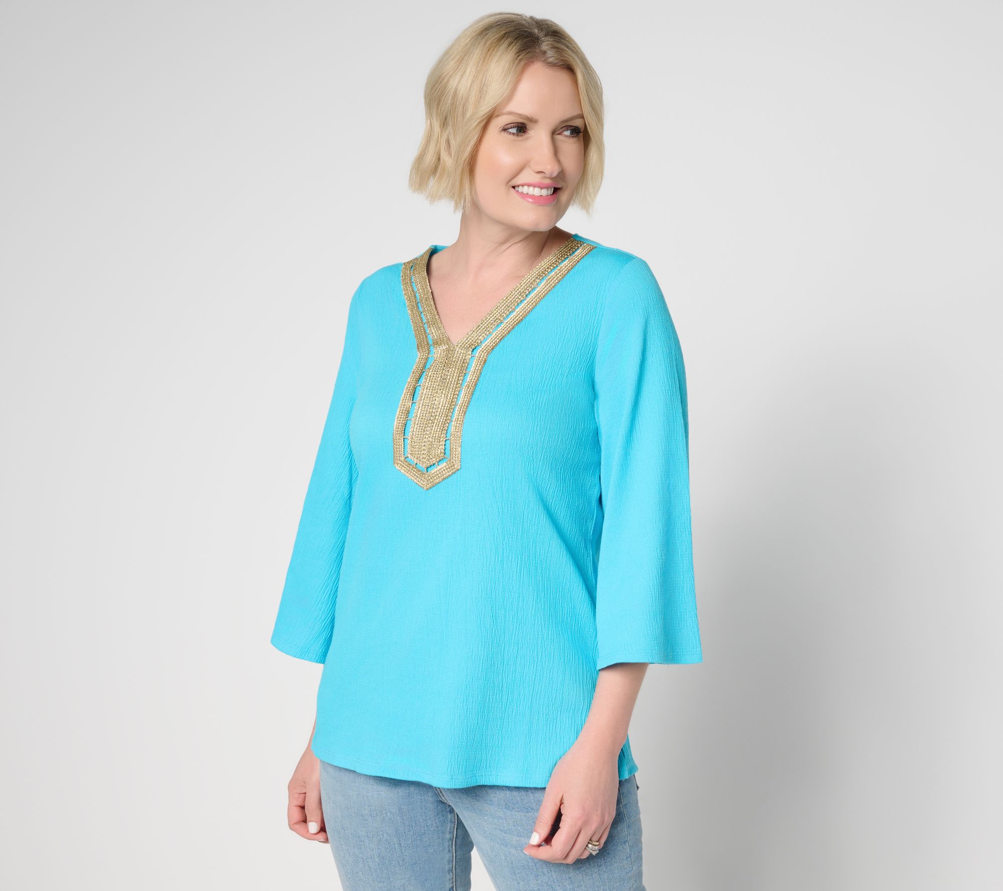 Belle by Kim Gravel Packabelle Gotta Getaway Glam Trim Top