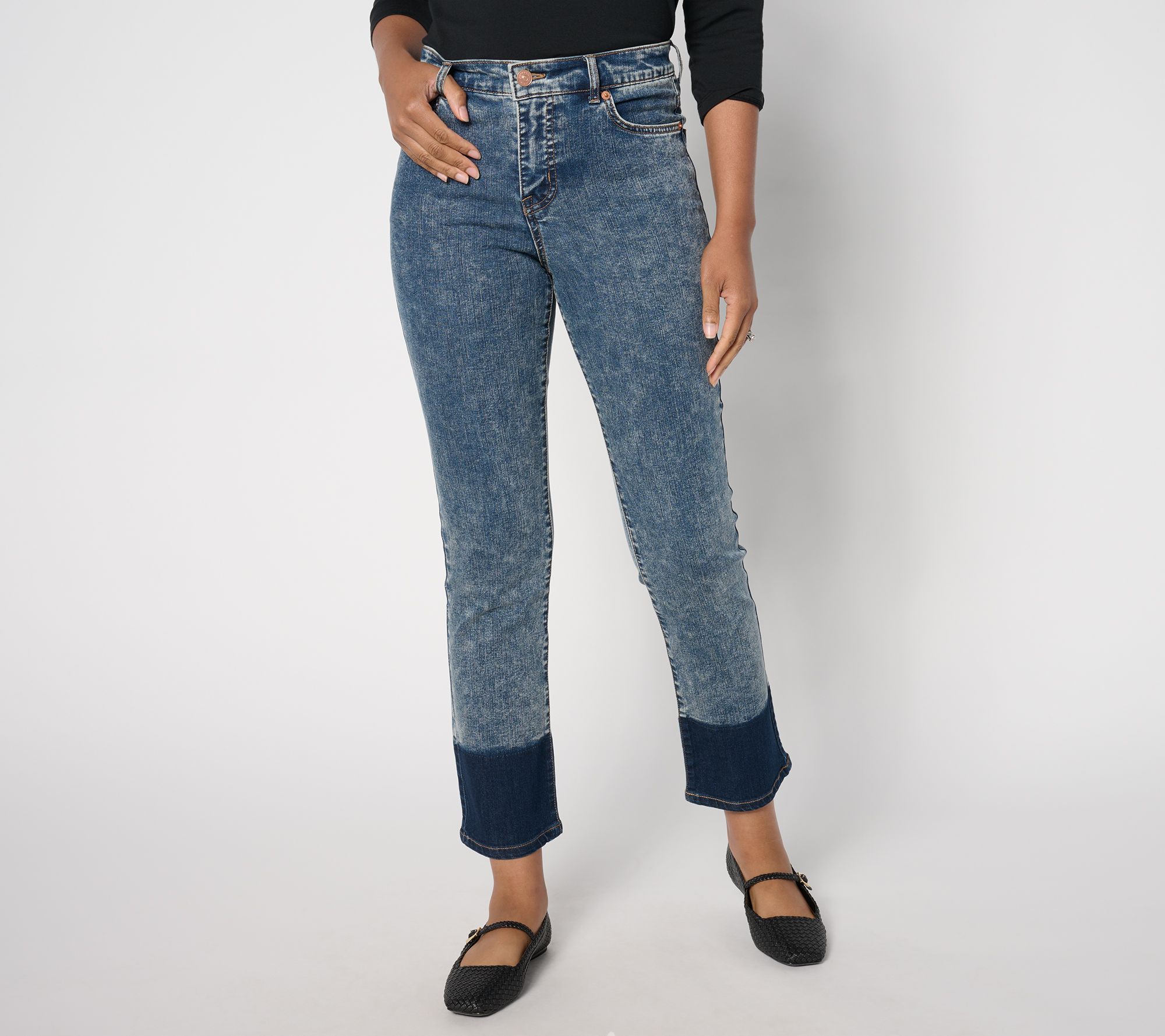 "As Is" LOGO by Lori Goldstein Regular Jeans with Shadow Patch Cuff