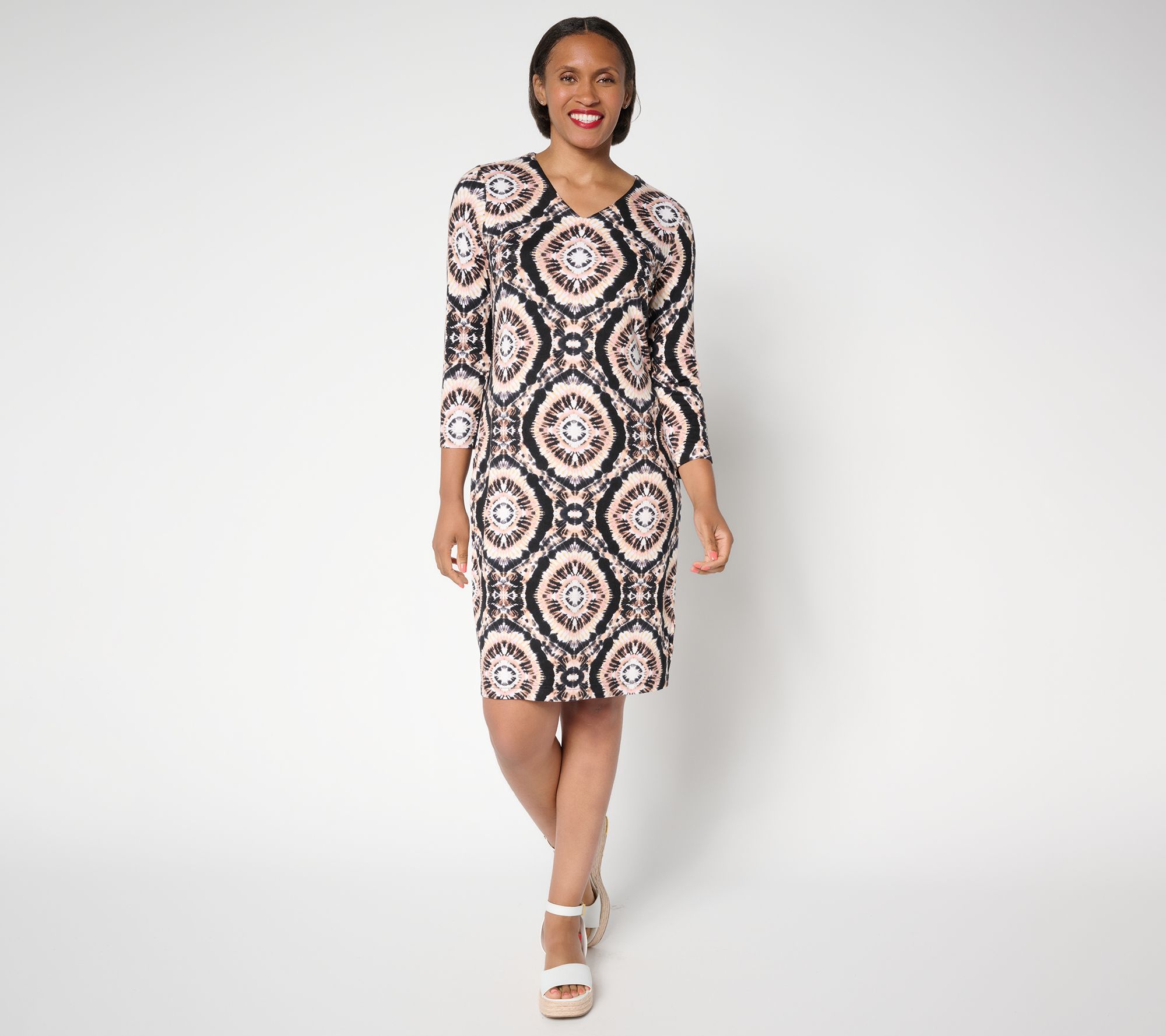Belle Boho by Kim Gravel Regular Rayon Spandex Geo Sheath Dress
