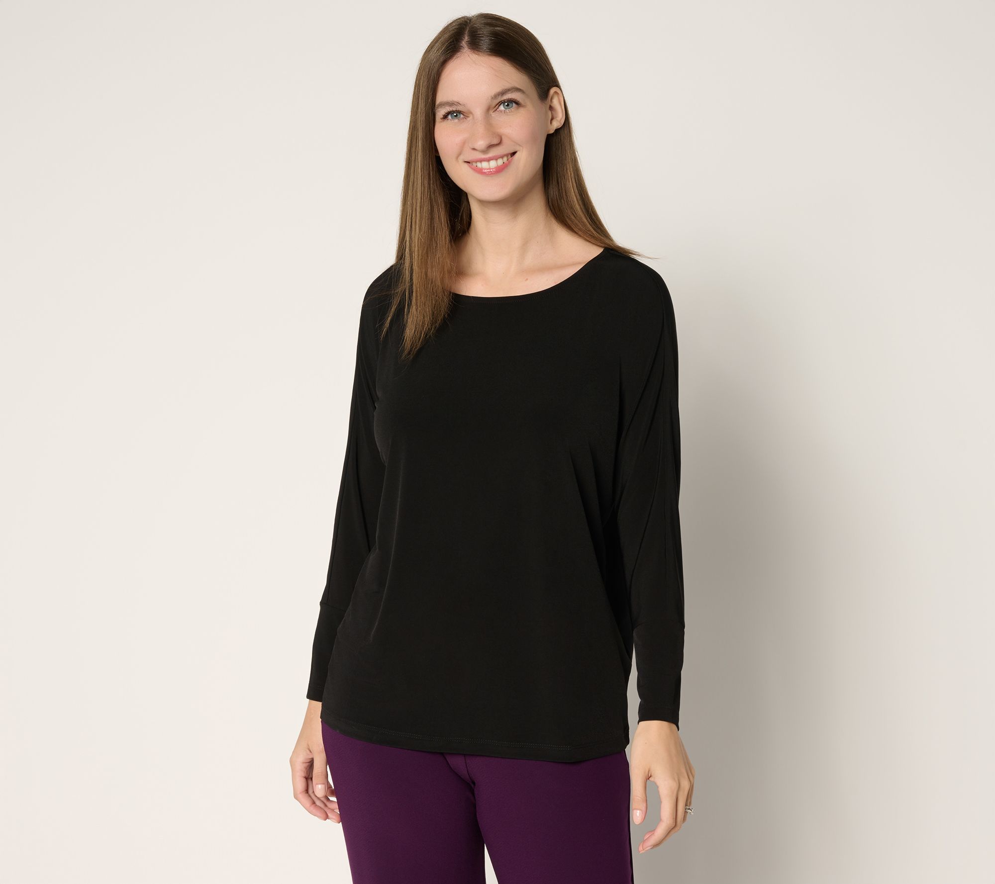 Susan Graver Essentials Liquid Knit Long Dolman Sleeve Top