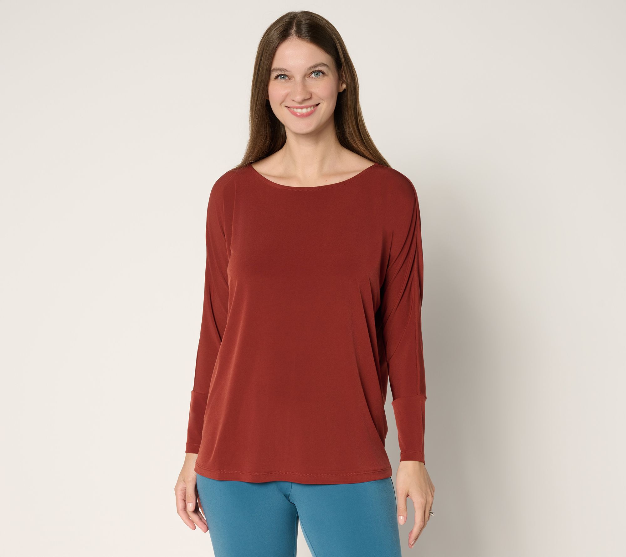 Susan Graver Essentials Liquid Knit Long Dolman Sleeve Top