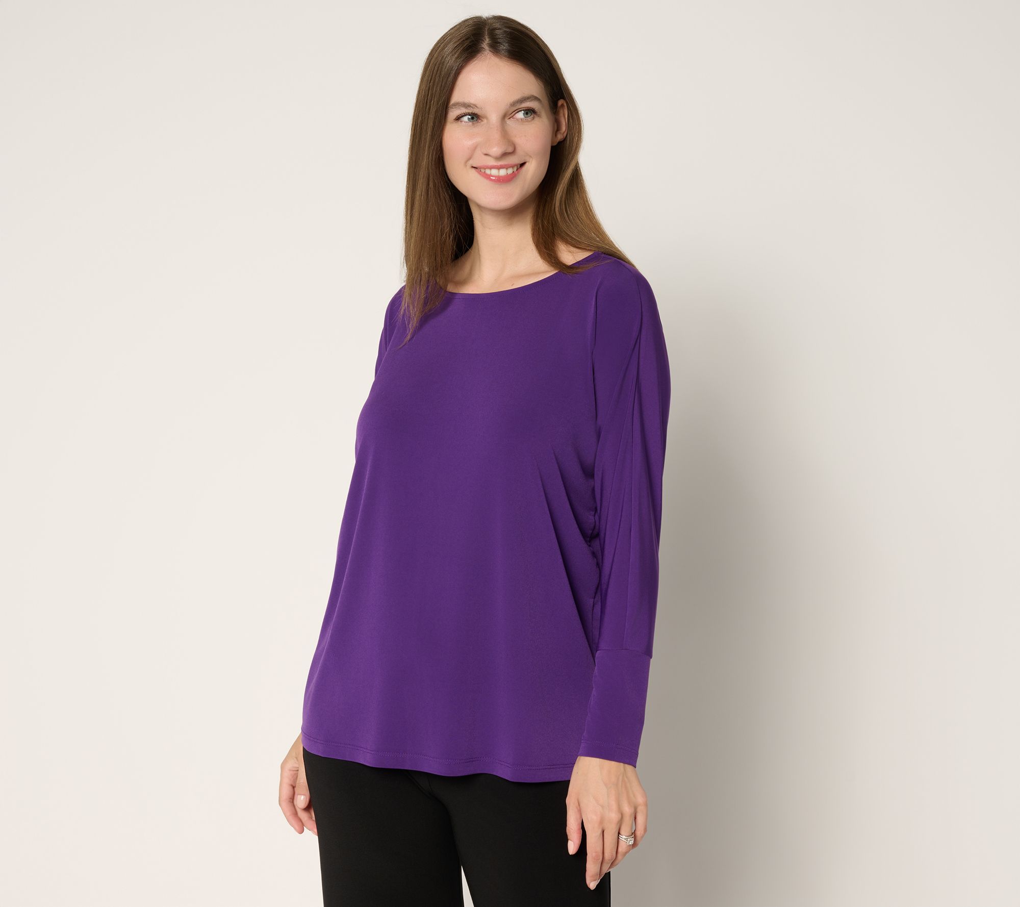 Susan Graver Essentials Liquid Knit Long Dolman Sleeve Top