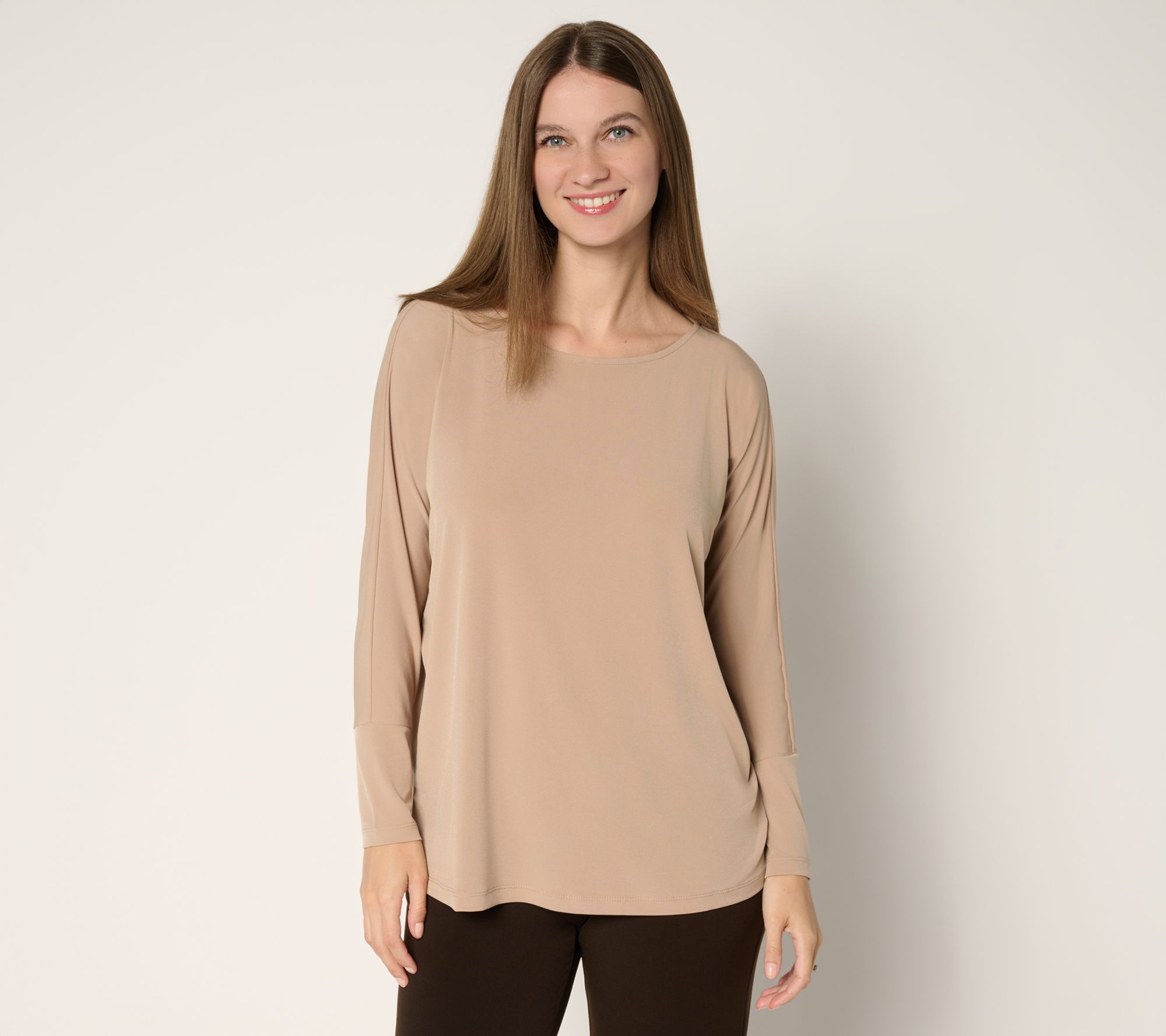 Susan Graver Essentials Liquid Knit Long Dolman Sleeve Top