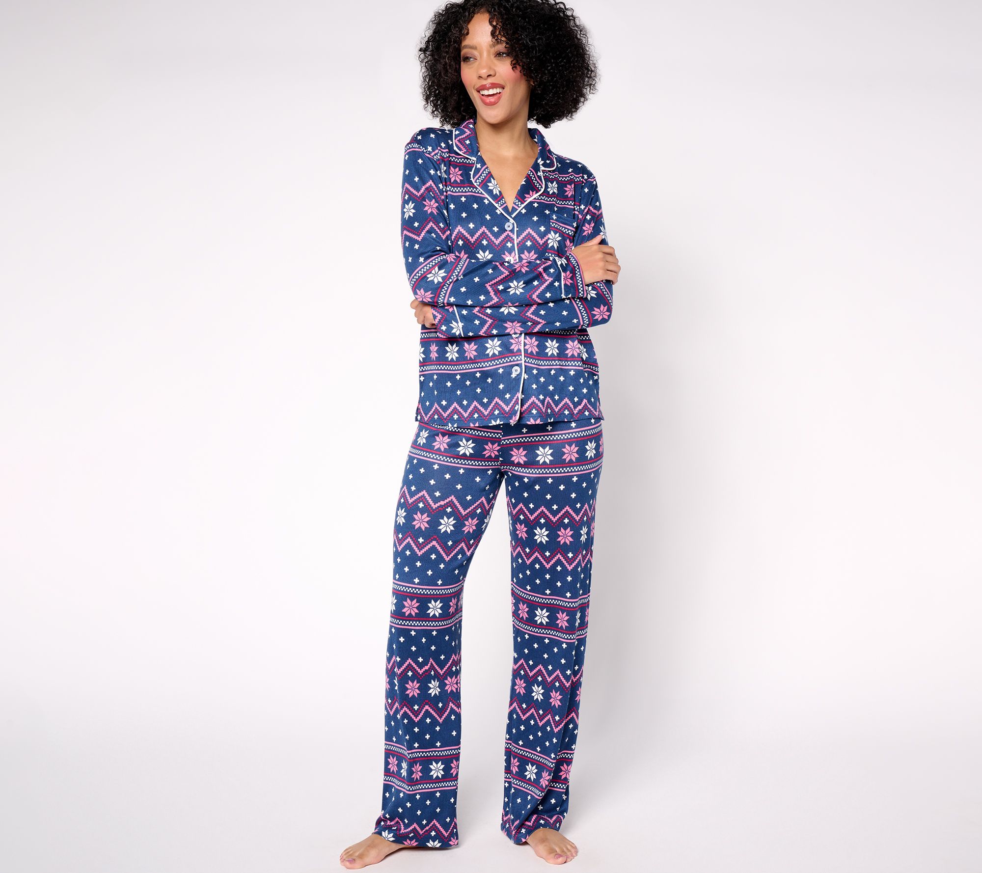 "As Is" PJ Salvage X Cozy Zoe Butter Jersey Notch Collar PJ Set