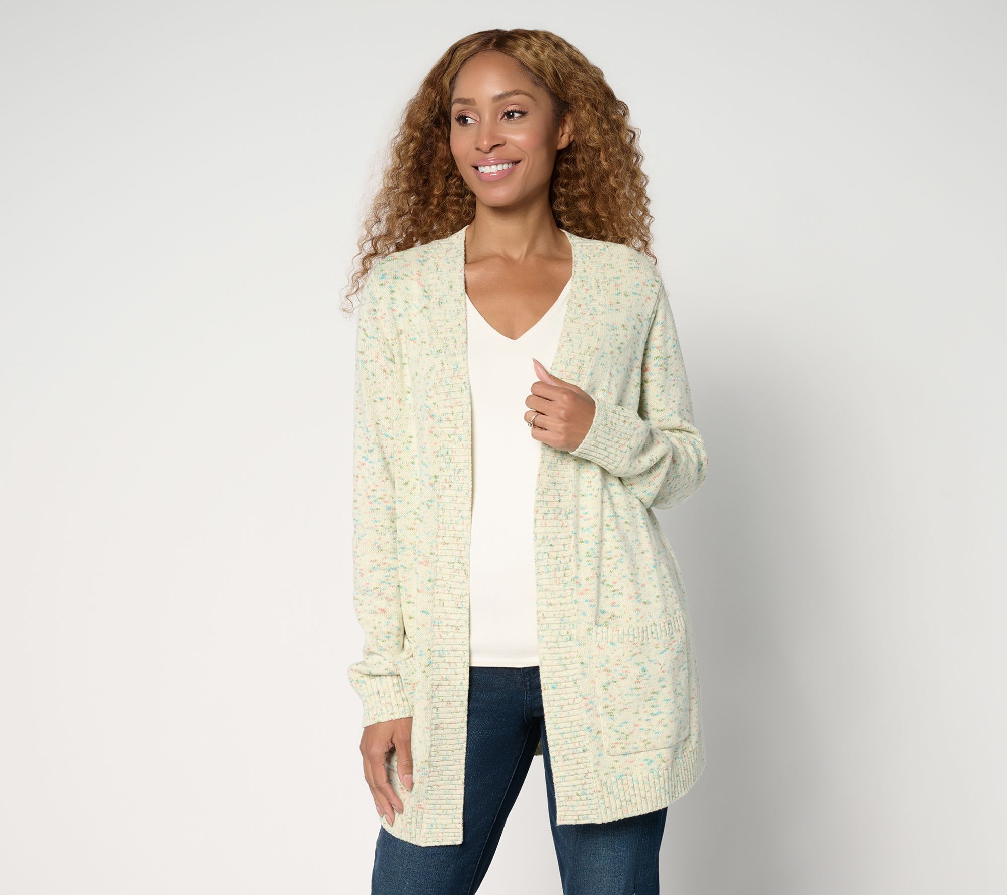 Belle by Kim Gravel Confetti Open Front Cardigan