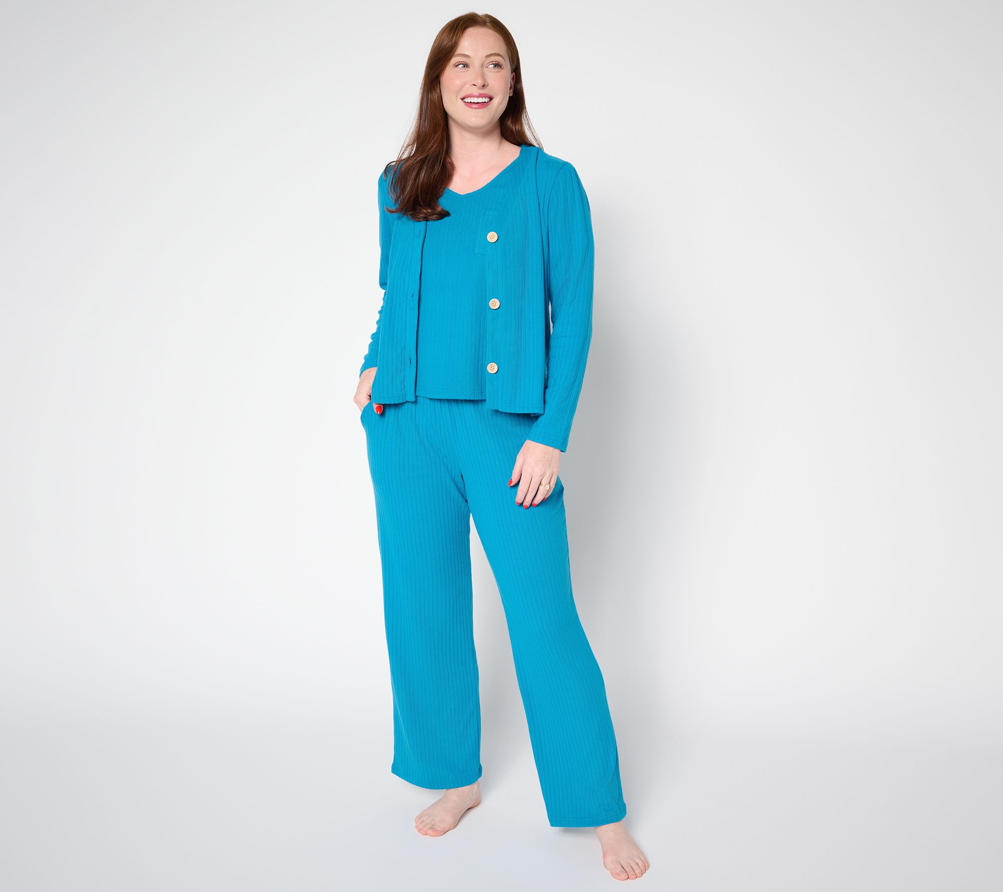 MUK LUKS Tall Brushed Wide Rib Three Piece Lounge Set