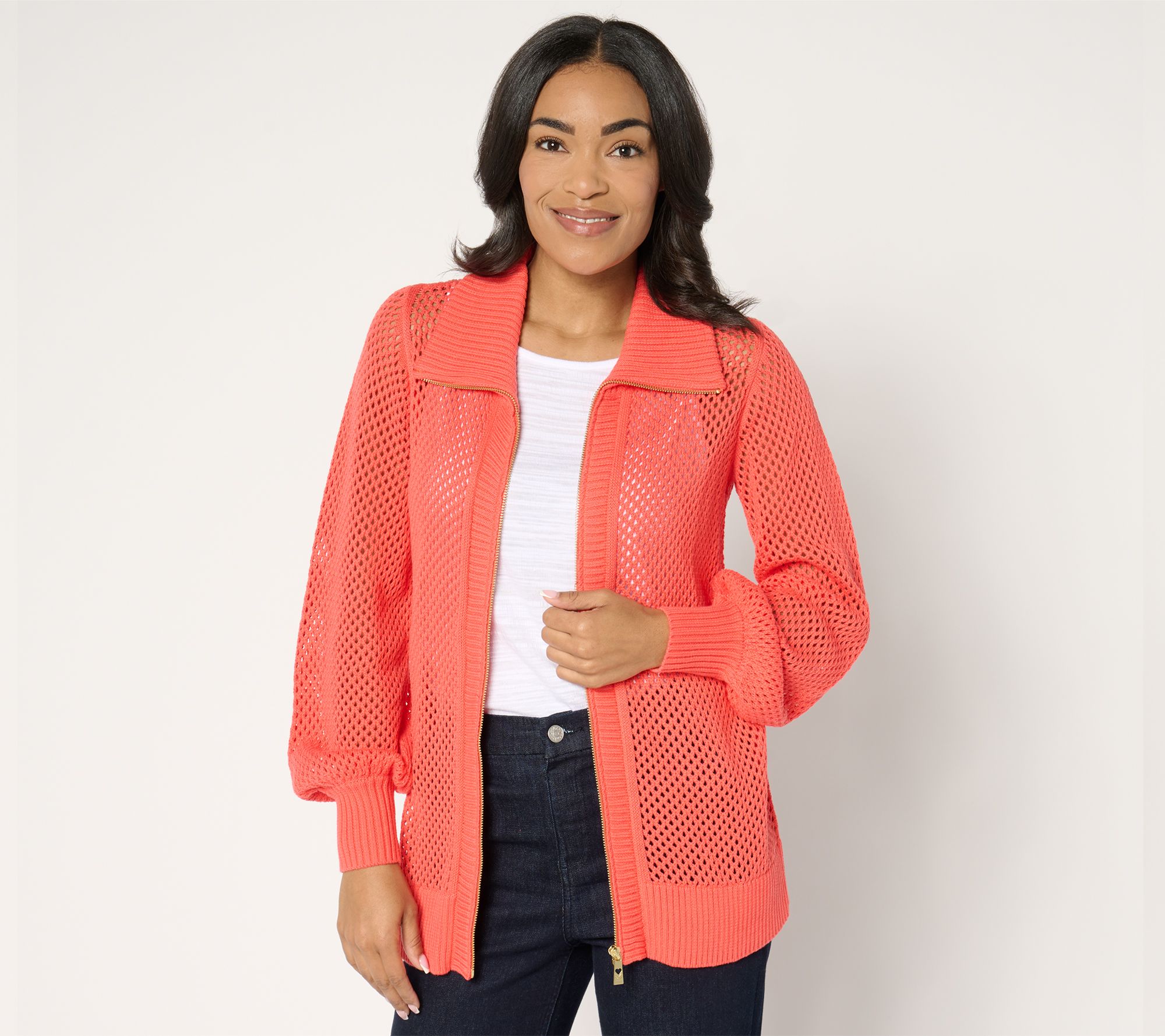 "As Is" Belle by Kim Gravel Stay Bold Stay Gold Zip Up Cardigan