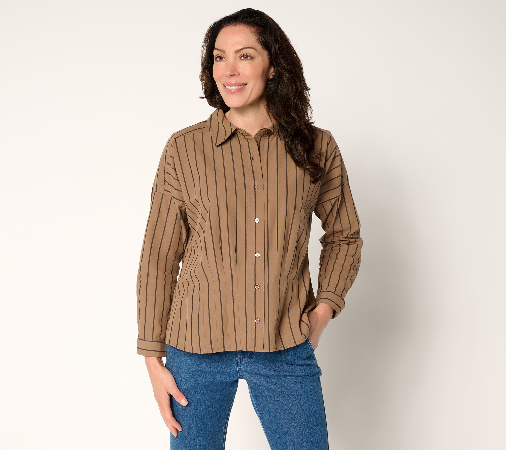 Me by Jennie Garth Bowery 100% Cotton Striped Shirt