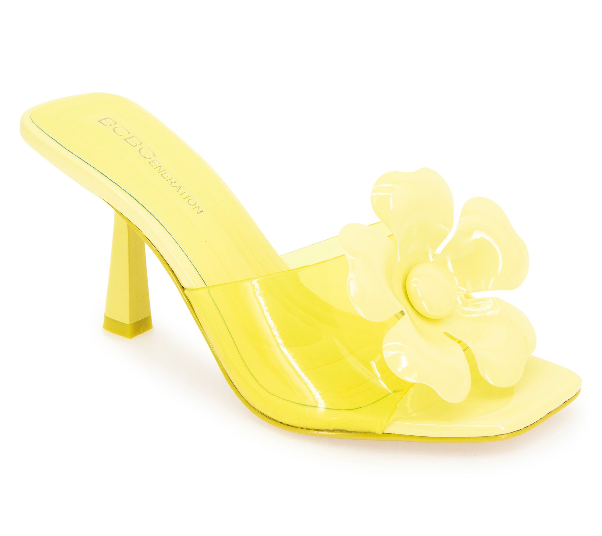BCBGeneration Remani Slip-on Vinyl Flower Heeled Sandal