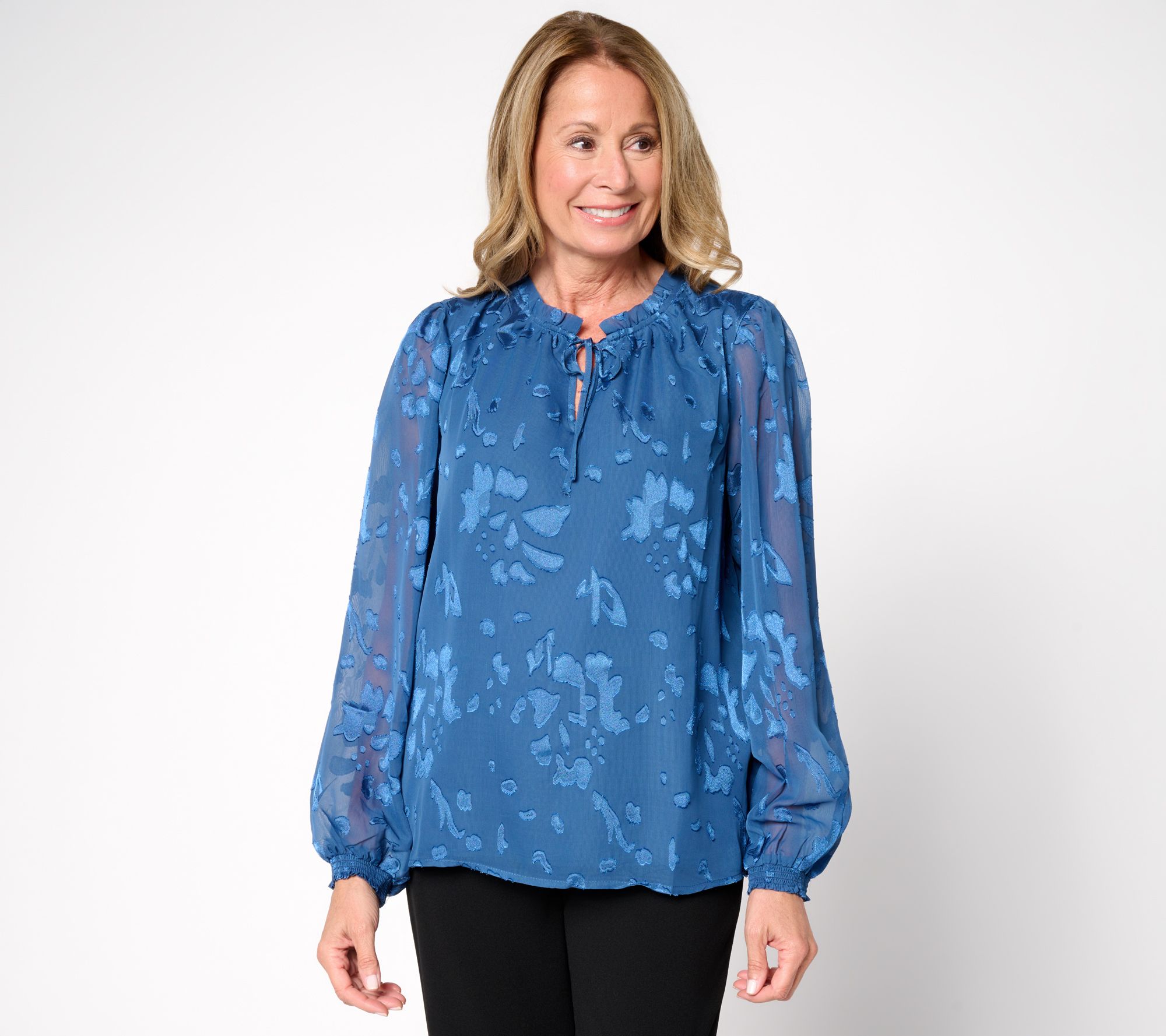 nicole by Nicole Miller Burn Out Chiffon w/Knit Tank Blouse