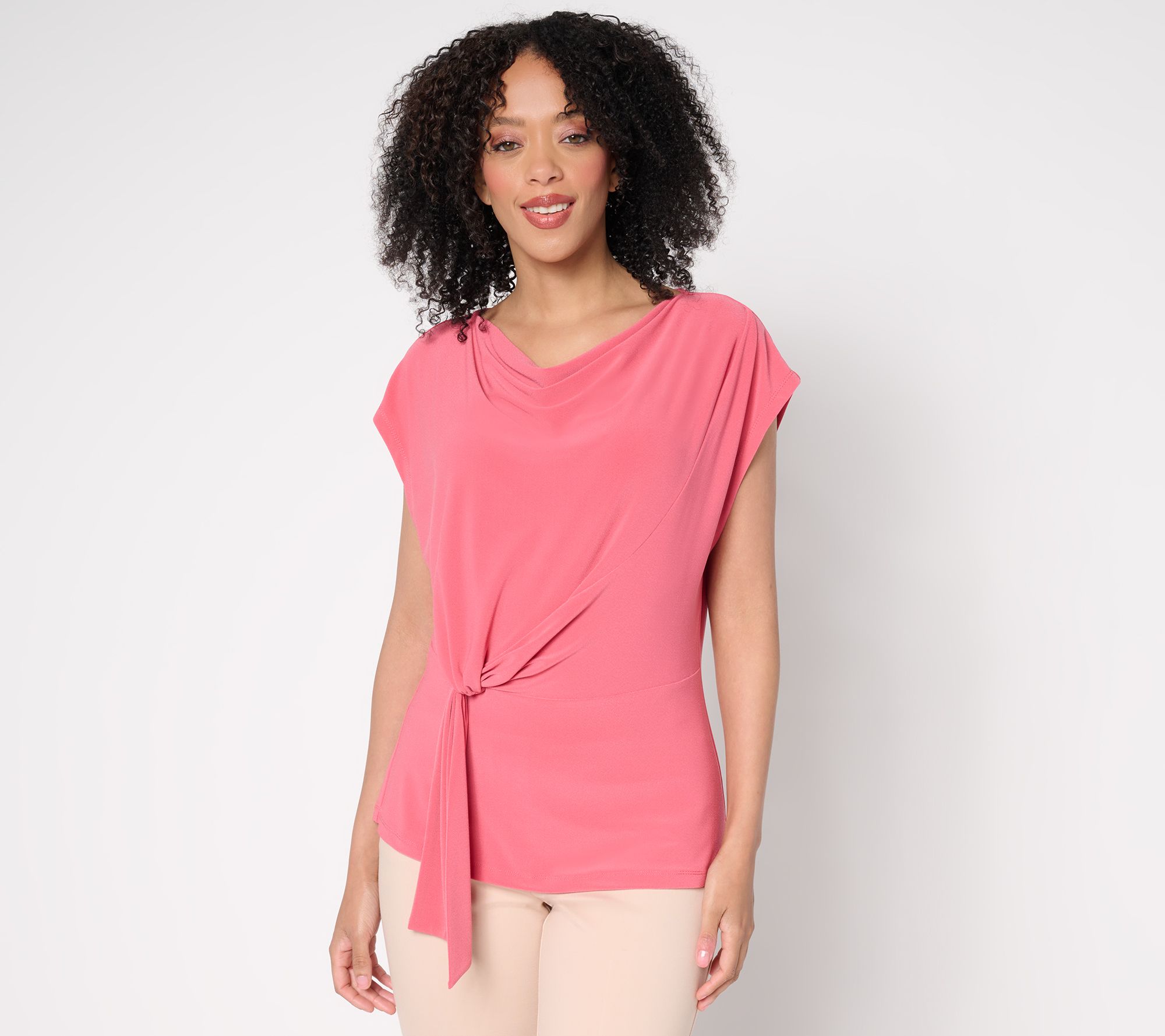 "As Is" Dennis Basso Draped Front Caviar Crepe Top