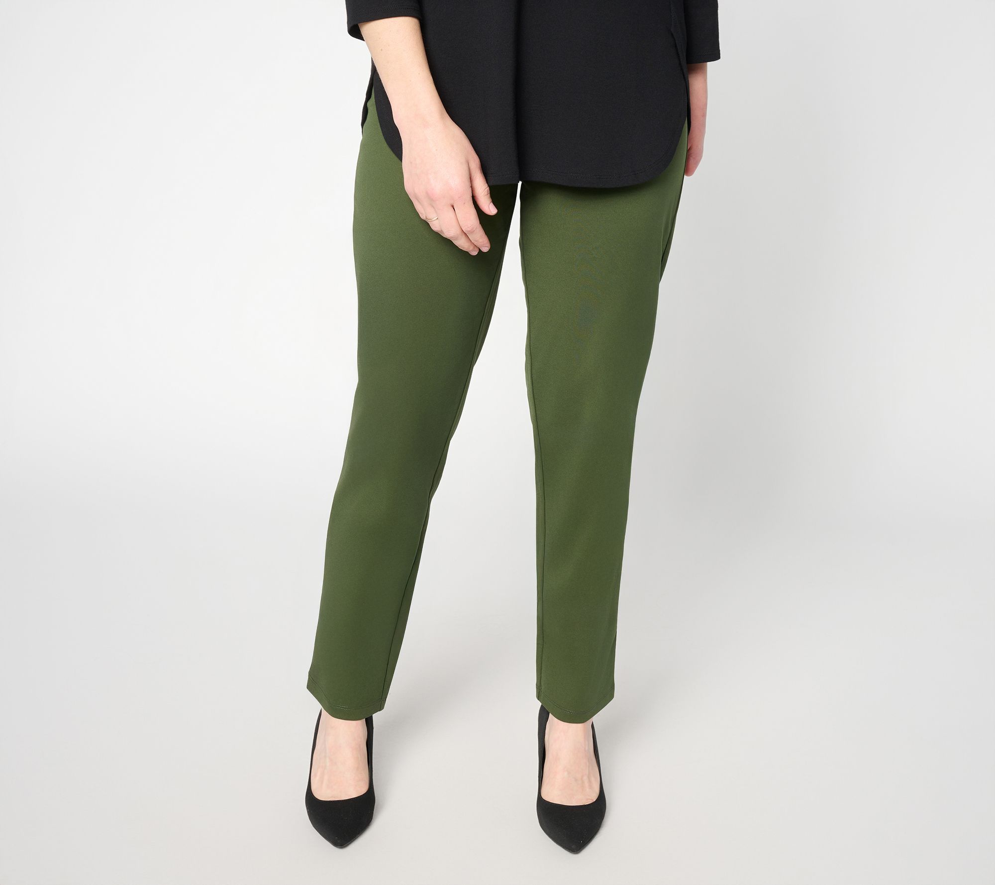 Susan Graver Weekend Regular Cotton Ponte Straight Leg Pant