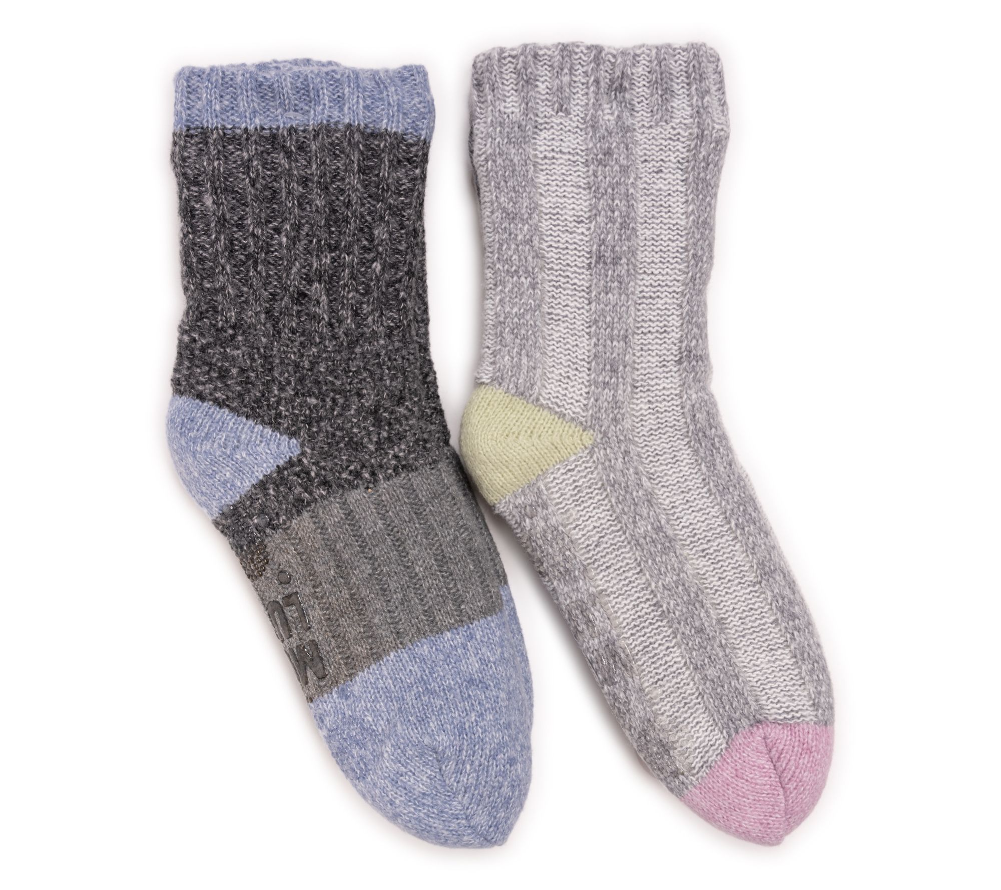 MUK LUKS Women's Set of 2 Color Blocked SweaterCabin Socks