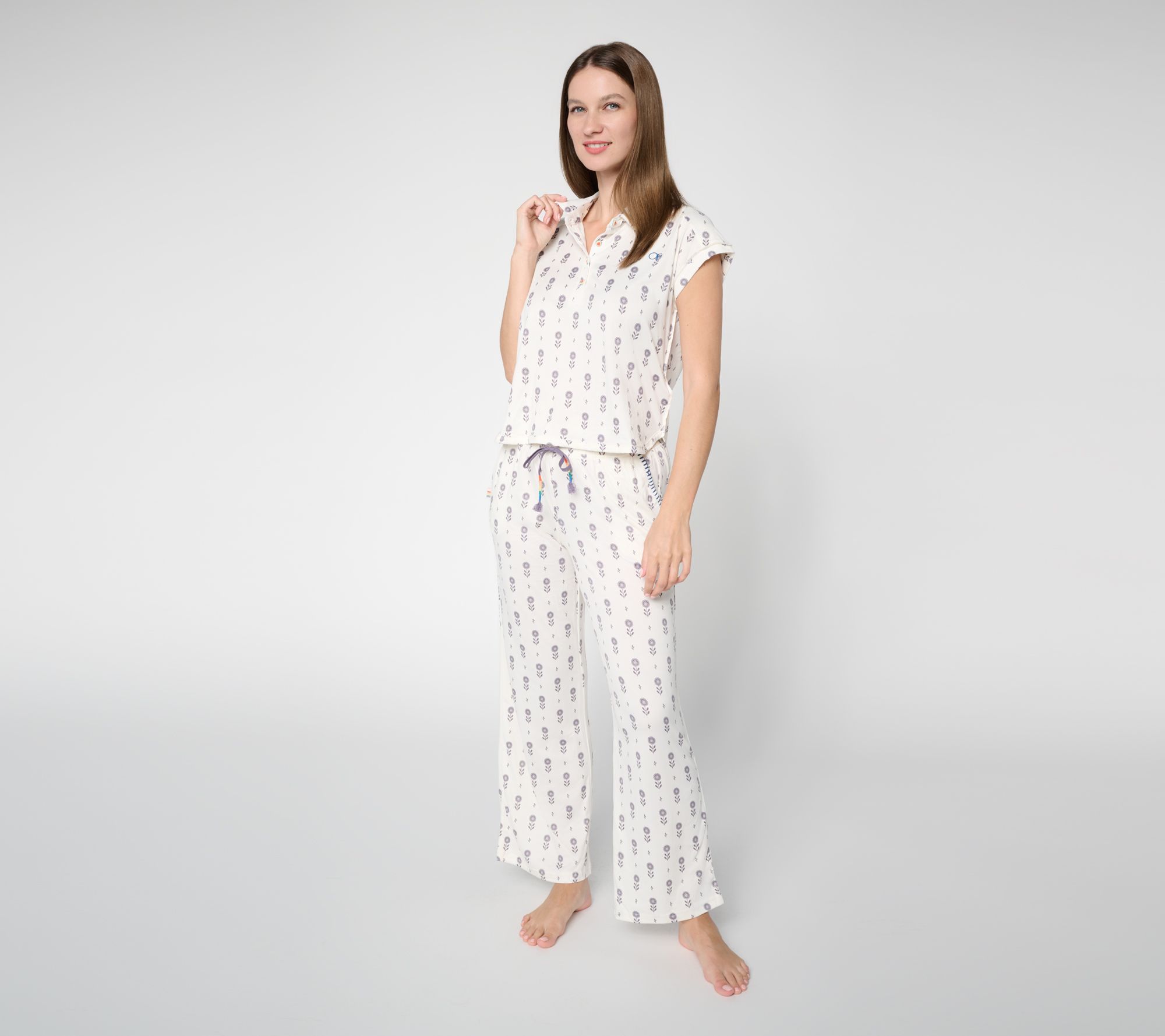 Ocean Pacific Notch Collar Henley Pajama Set