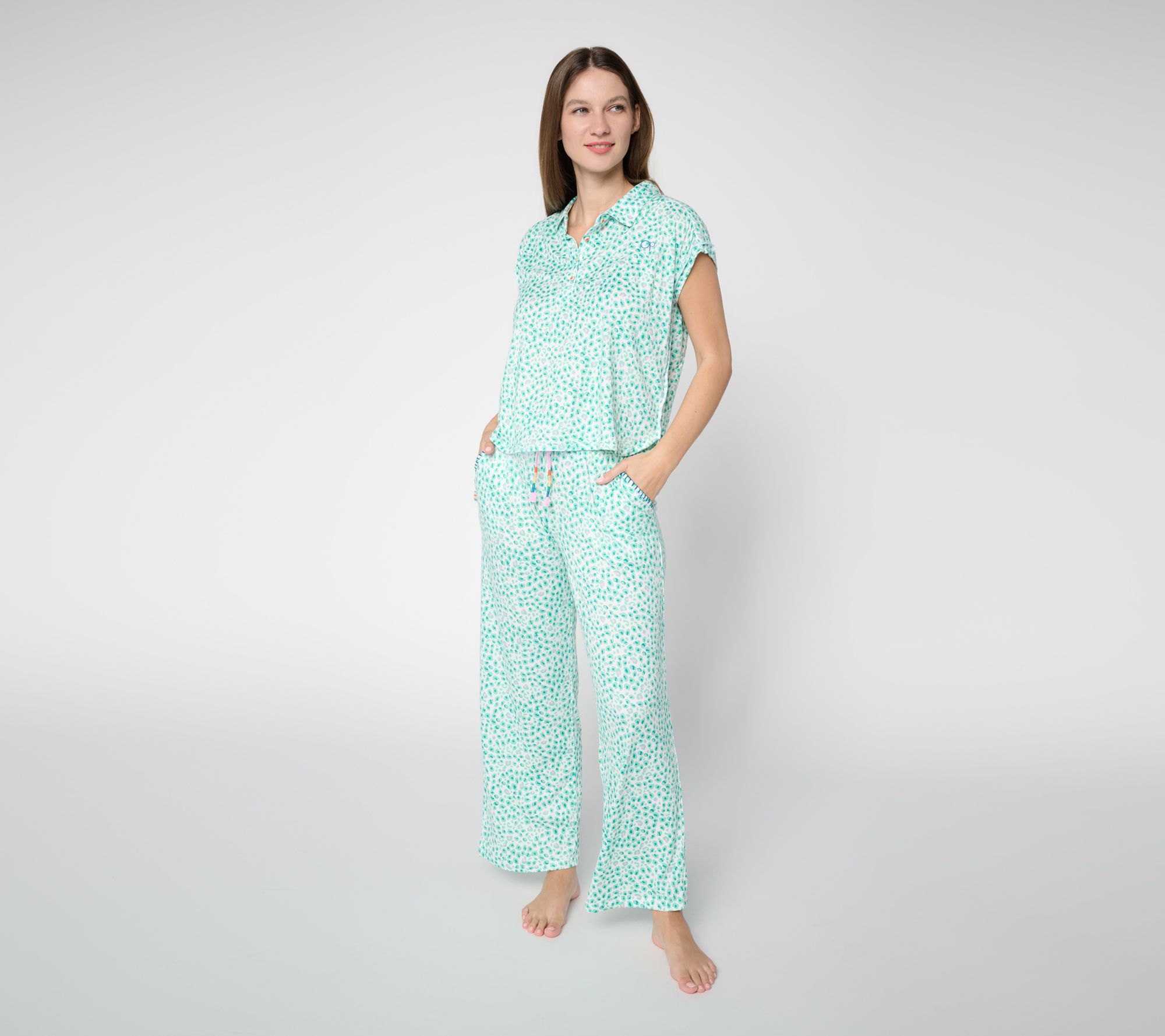Ocean Pacific Collared Henley Pajama Set Pajama Set