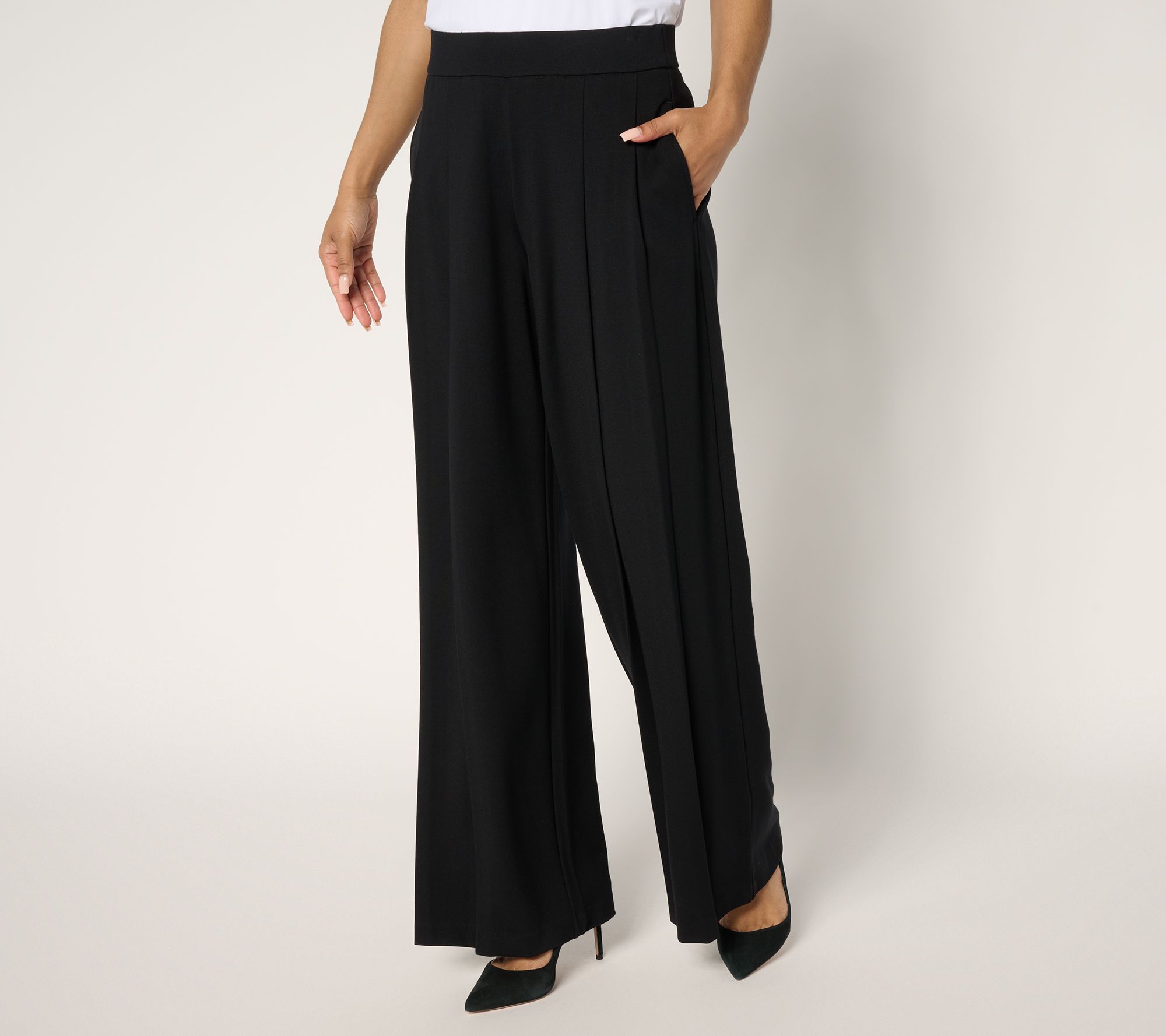 "As Is" Isaac Mizrahi Live! Pet Sublime Stretch Ponte Wide Leg Pants