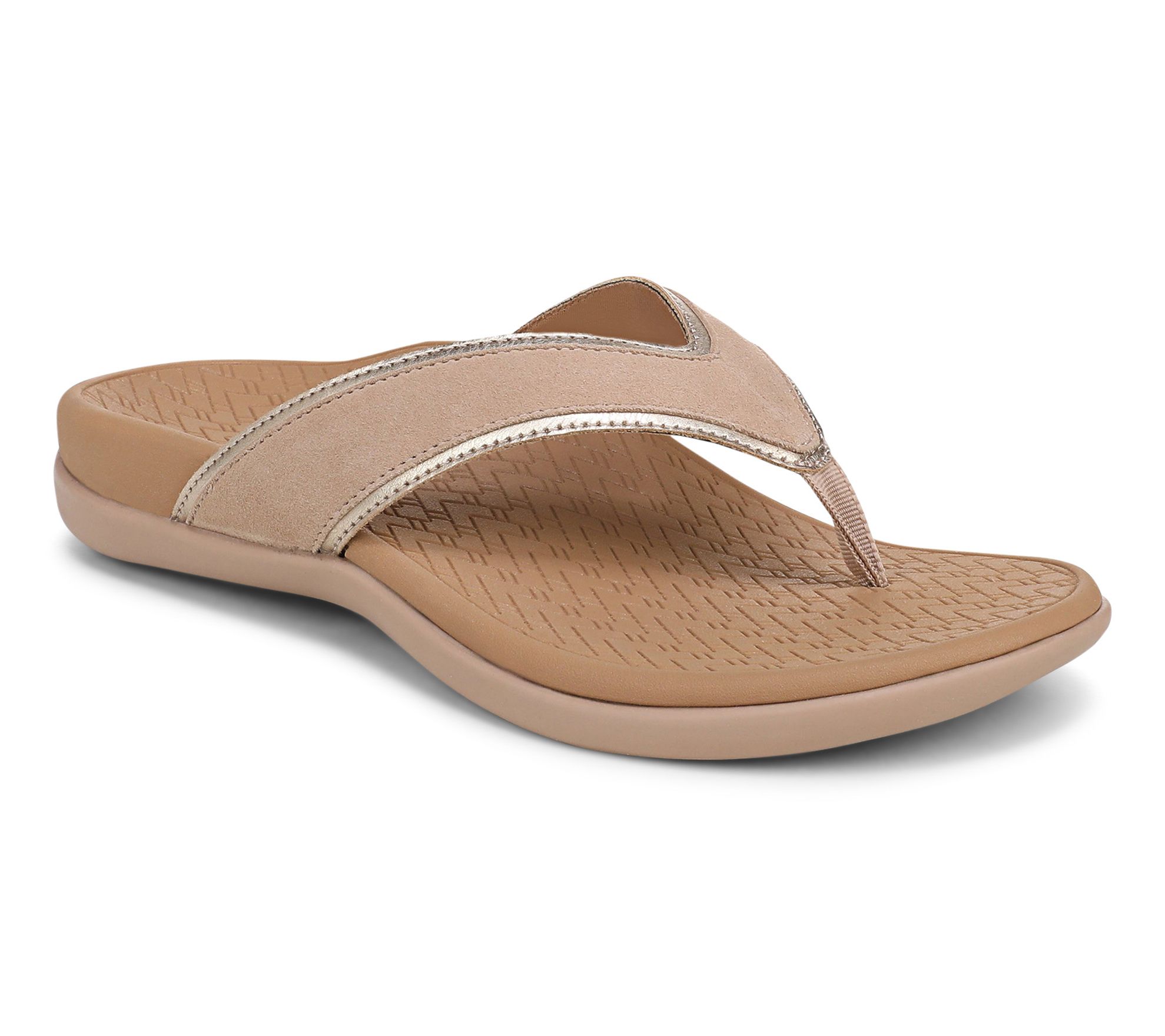 Vionic Leather Glossy Trim Thong Sandals - Tide Tava