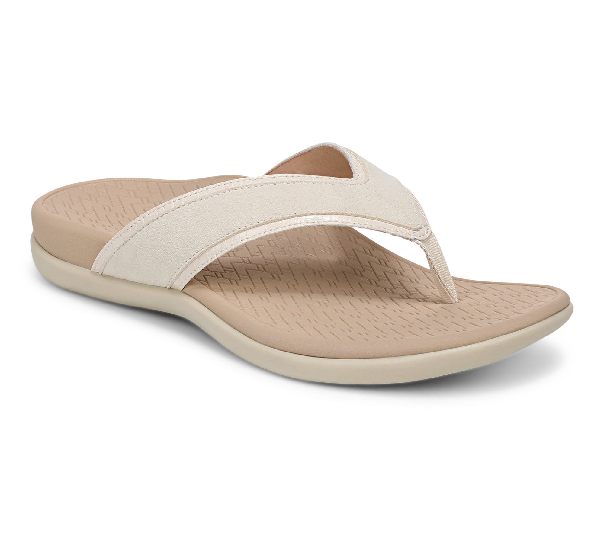 Vionic Leather Glossy Trim Thong Sandals - Tide Tava