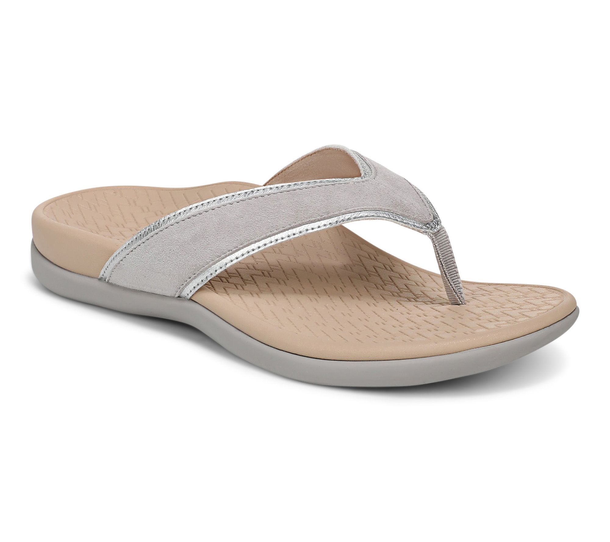 Vionic Leather Glossy Trim Thong Sandals - Tide Tava
