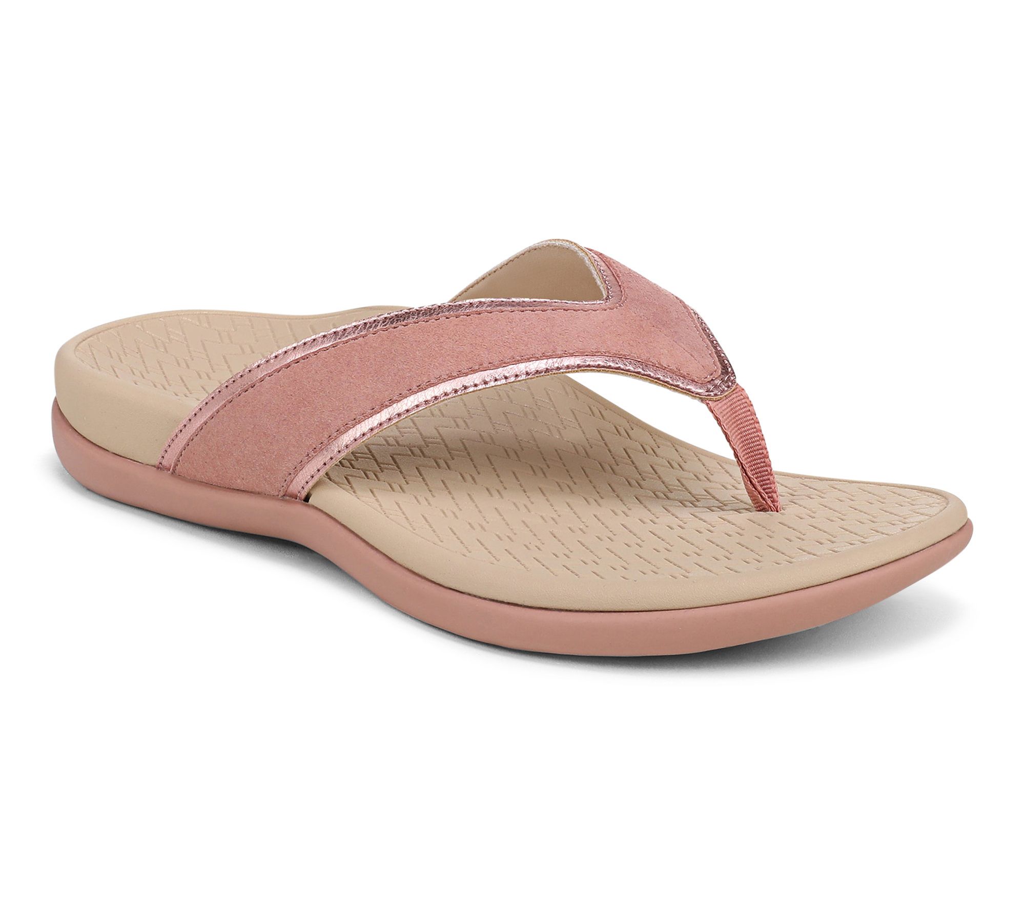 Vionic Leather Glossy Trim Thong Sandals - Tide Tava