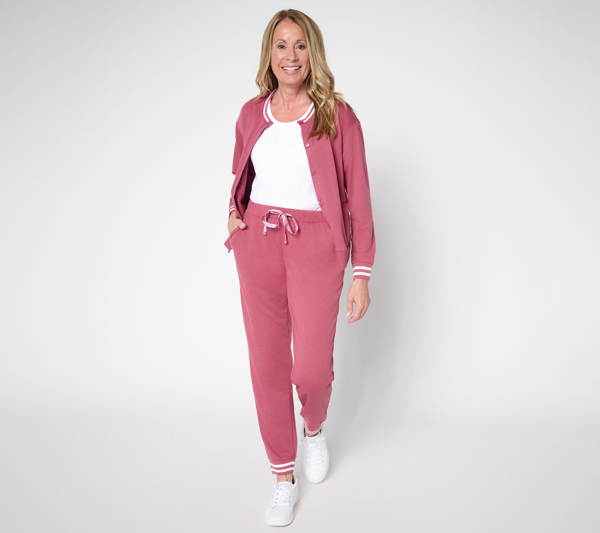 "As Is" MUK LUKS French Terry Cardigan and Jogger Lounge Set