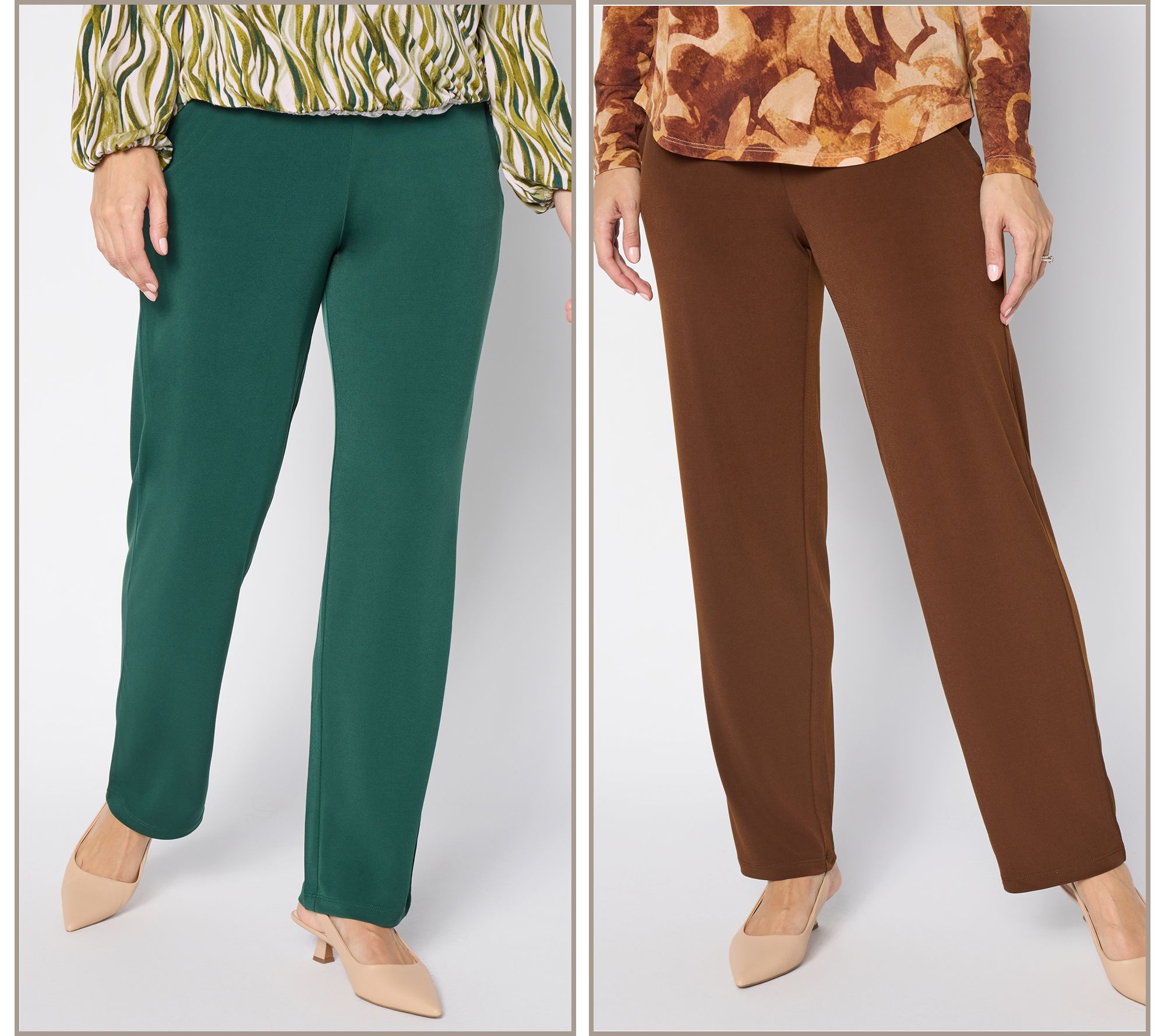 "As Is" Susan Graver Essentials Pet Set of 2 Liquid Knit Pants