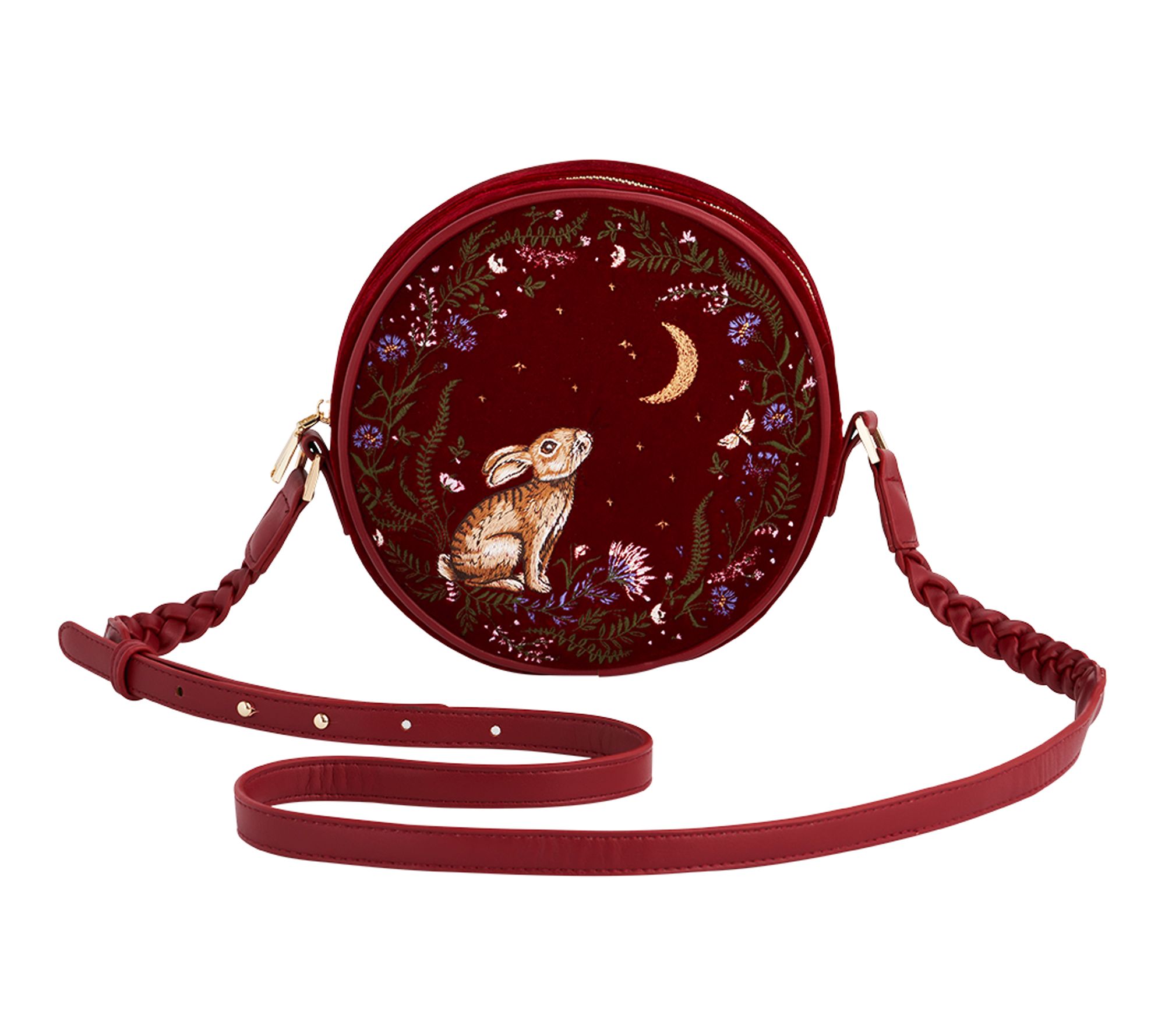 Fable England Star Gazing Rabbit Embroidered Circle Bag