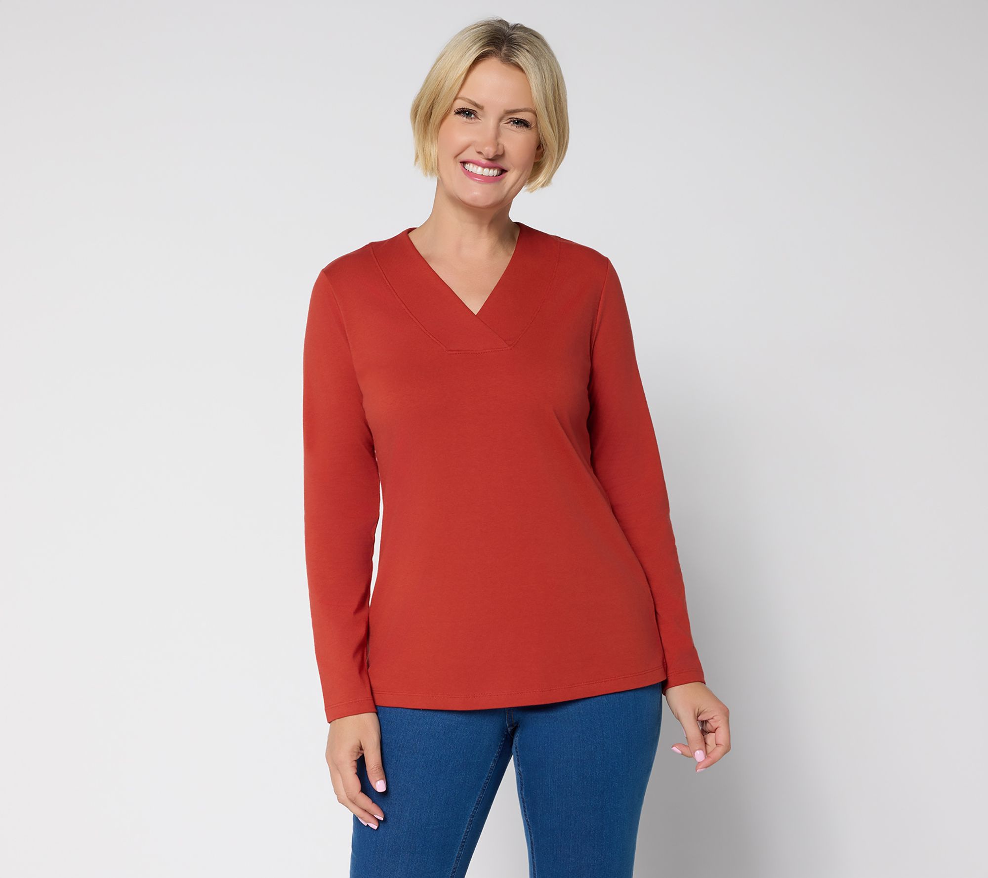 "As Is" Denim & Co. Essentials Perfect Jersey Crossover V Top