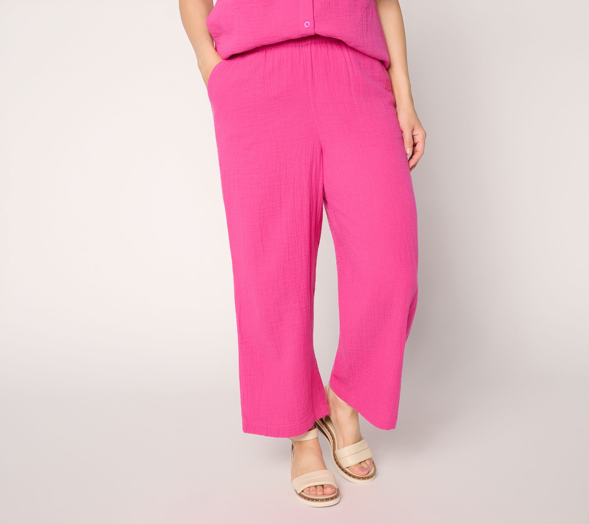 Joan Rivers Marshmallow Gauze Straight Leg Crop Pant