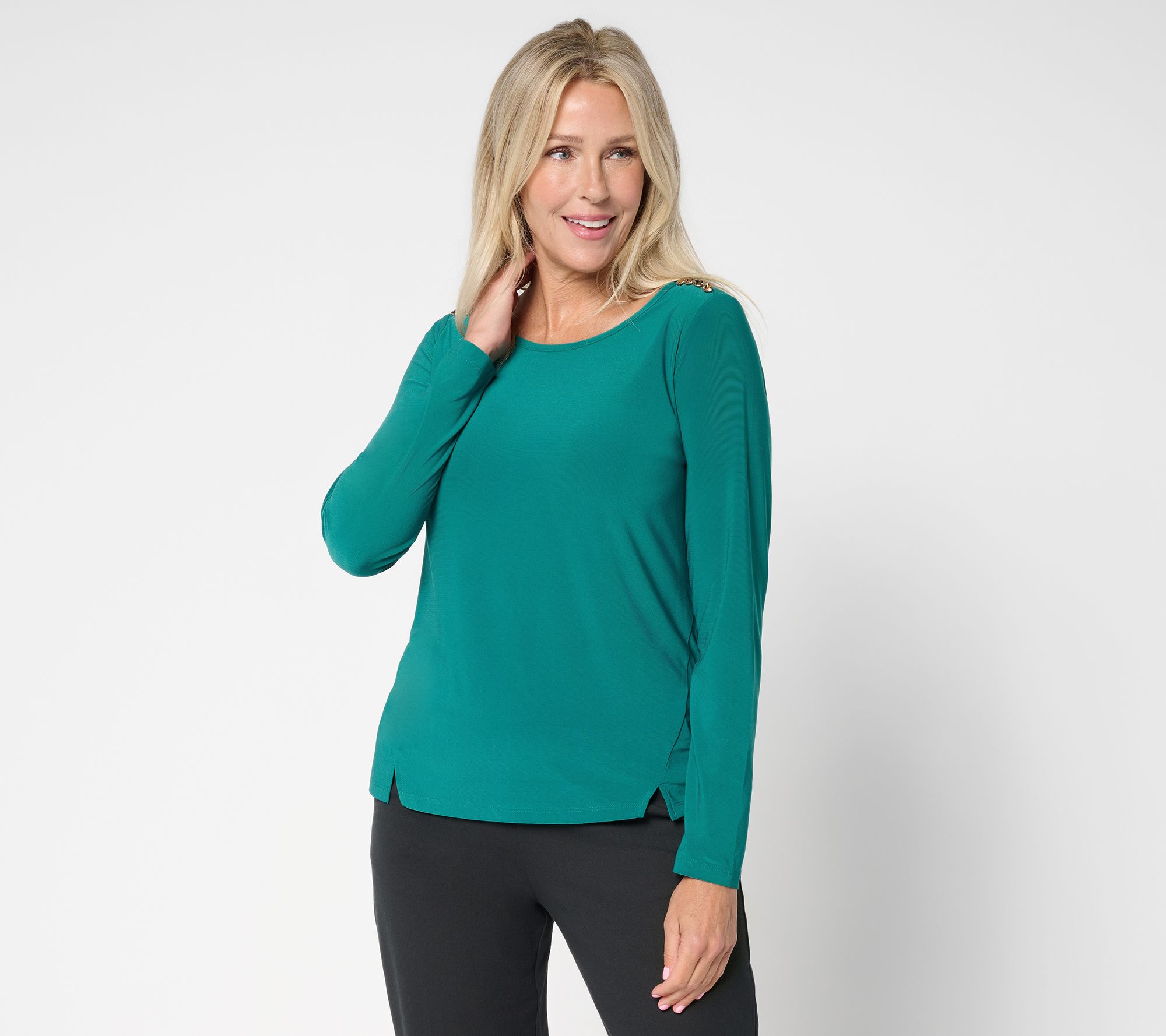 "As Is" Women with Control Como Jersey Top w/ Hardware Detail