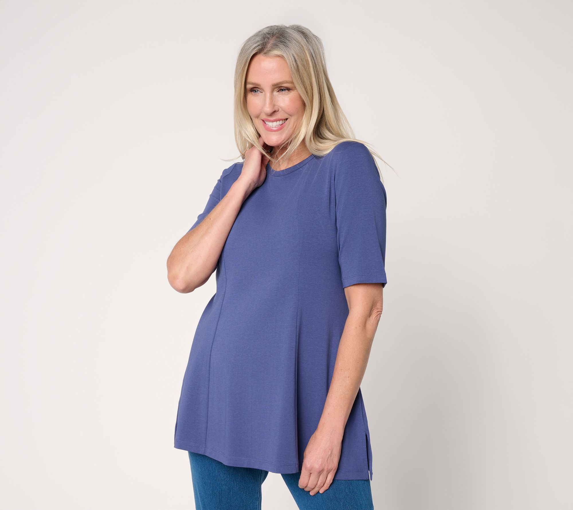 Denim & Co. Essentials Regular Favorite Jersey Swing Tunic