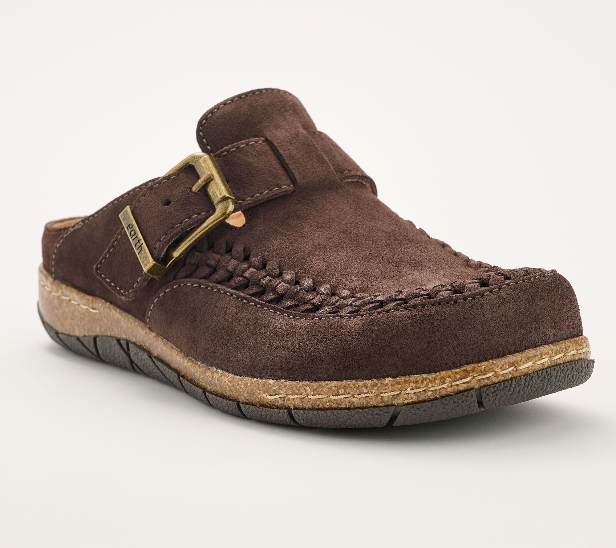 Earth Leather Clogs with Whipstitch Detail -Eileen