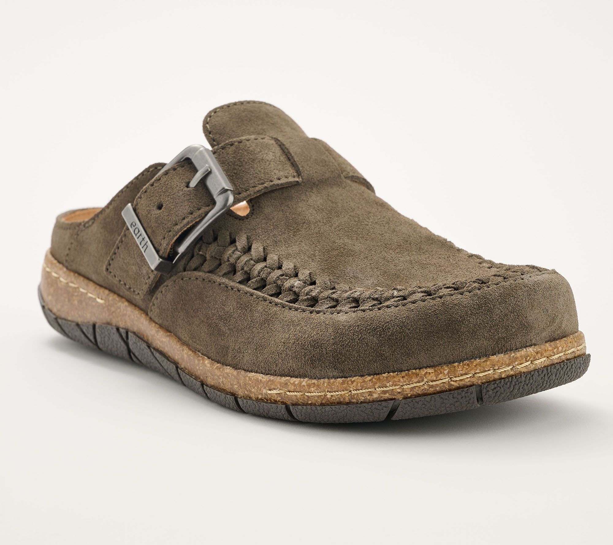 Earth Leather Clogs with Whipstitch Detail -Eileen