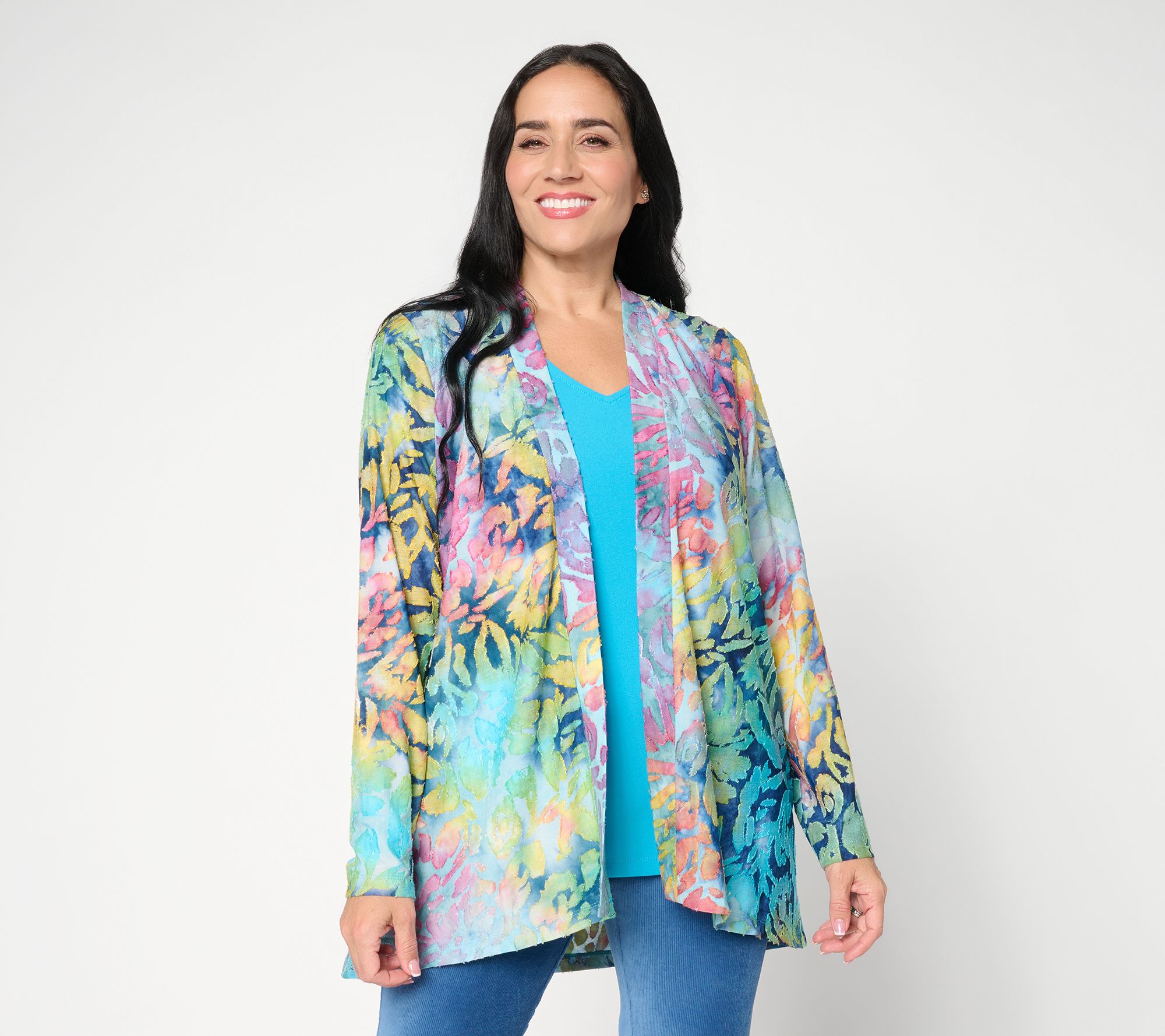 "As Is" Susan Graver Reg Novelty Knit Cardigan with Tank Set