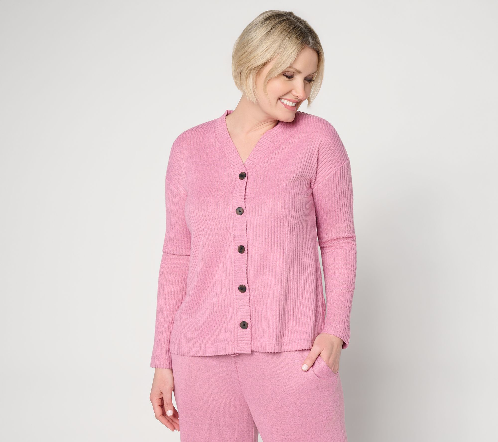 "As Is" Cuddl Duds Seriously Soft Soft Rib Cardigan