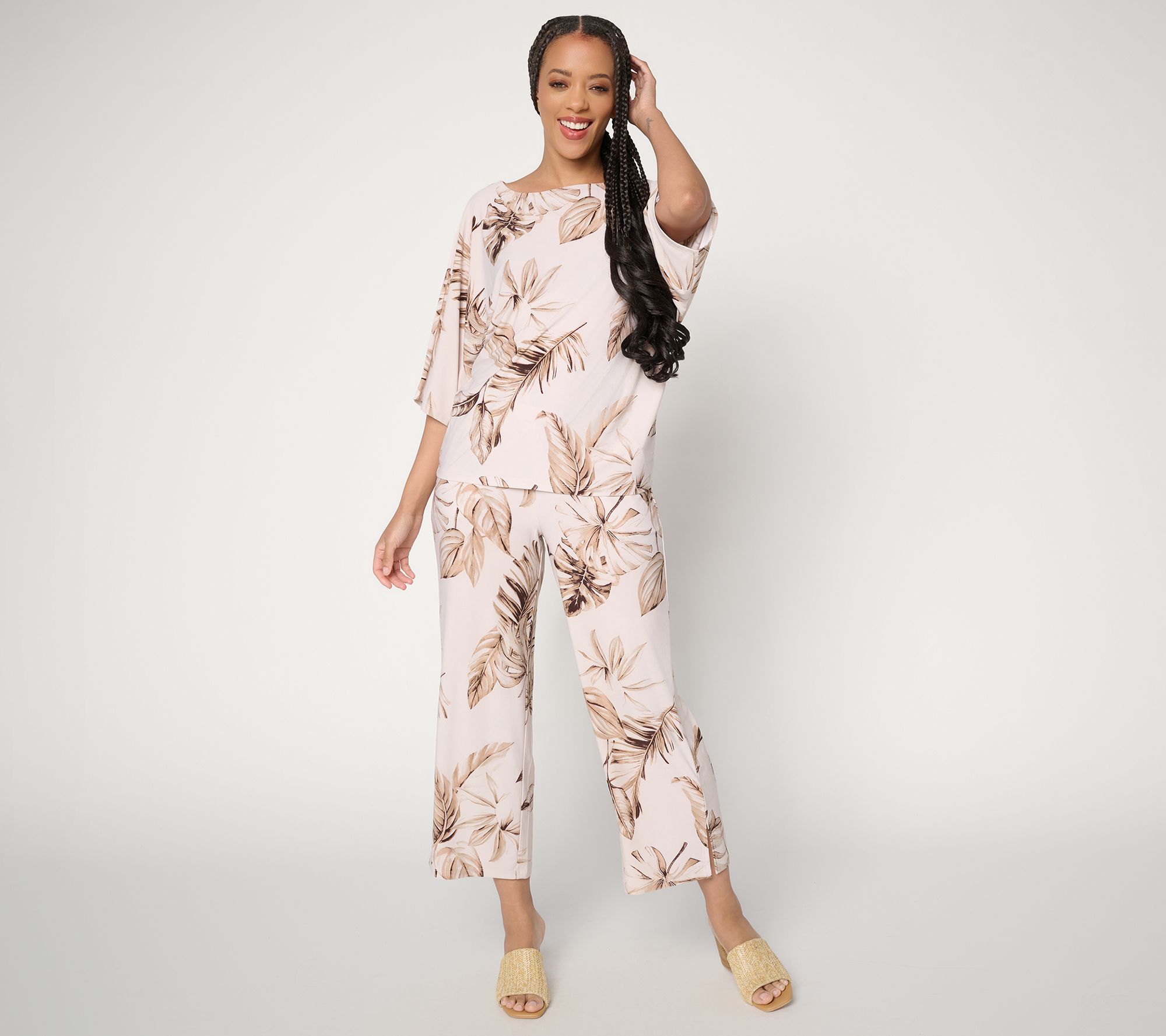 "As Is" Women with Control Petite Como Jersey Top and Bottom Set