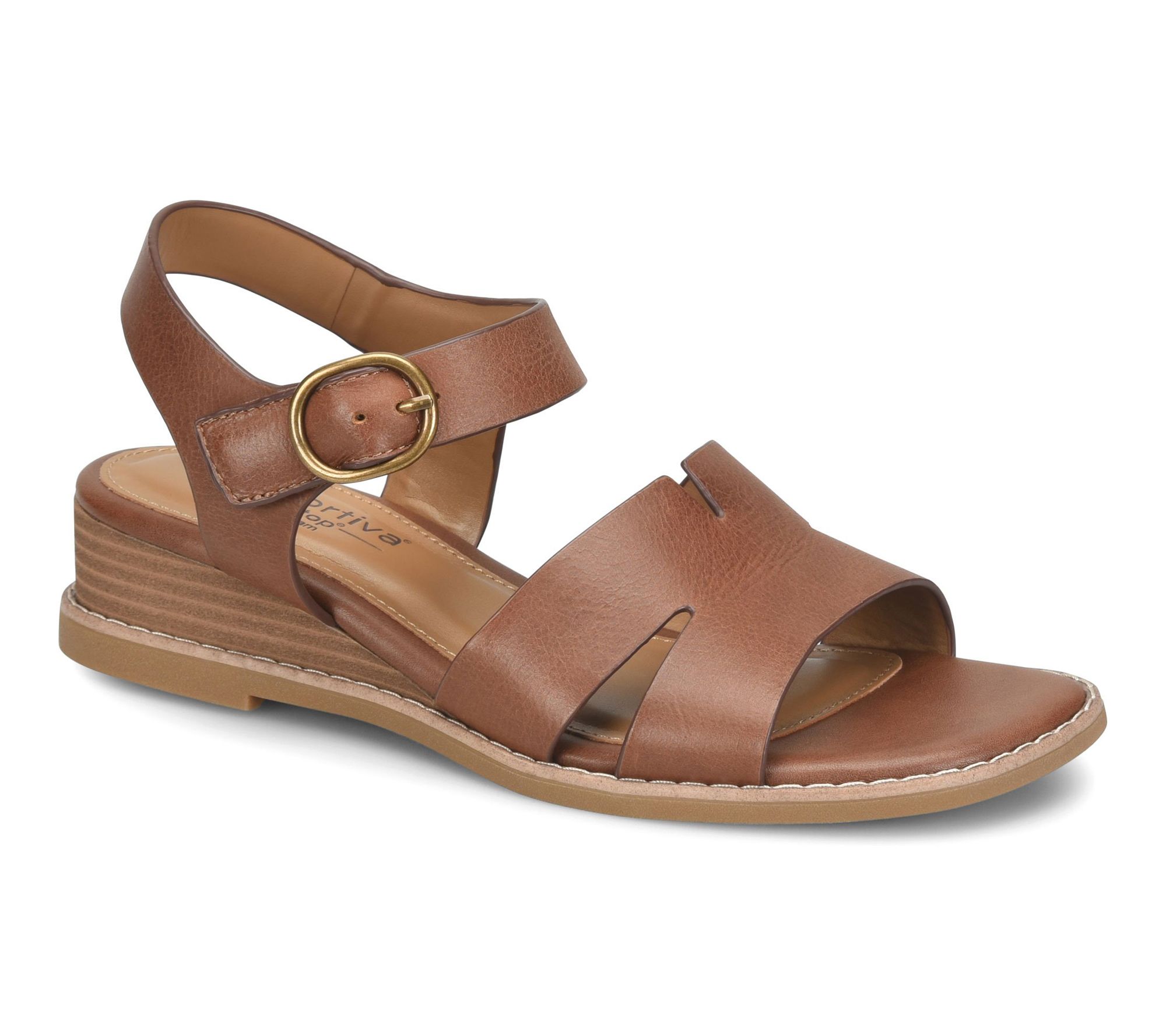 Comfortiva Leather Geometric Cutout Wedge Sandal - Maira