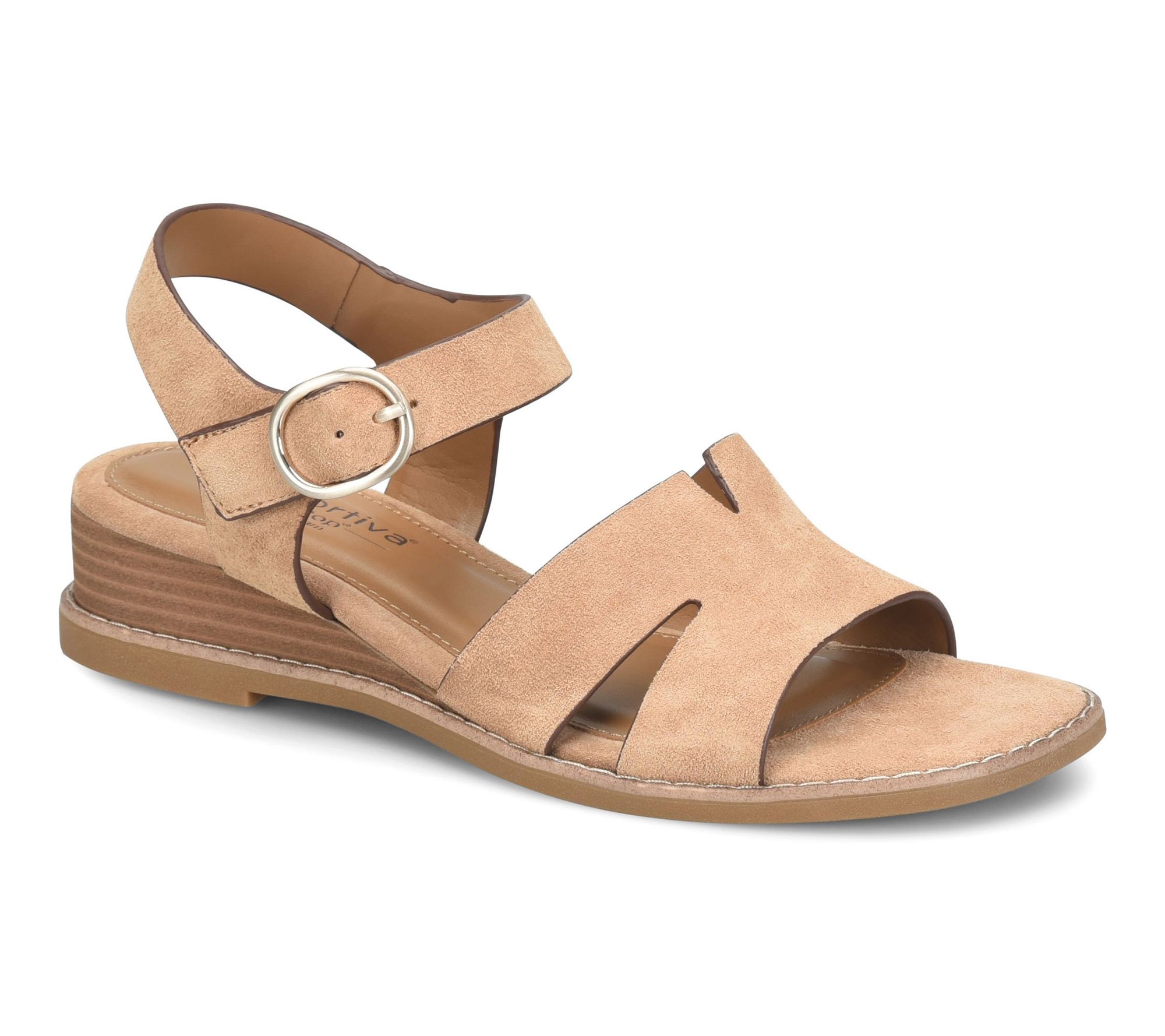 Comfortiva Leather Geometric Cutout Wedge Sandal - Maira