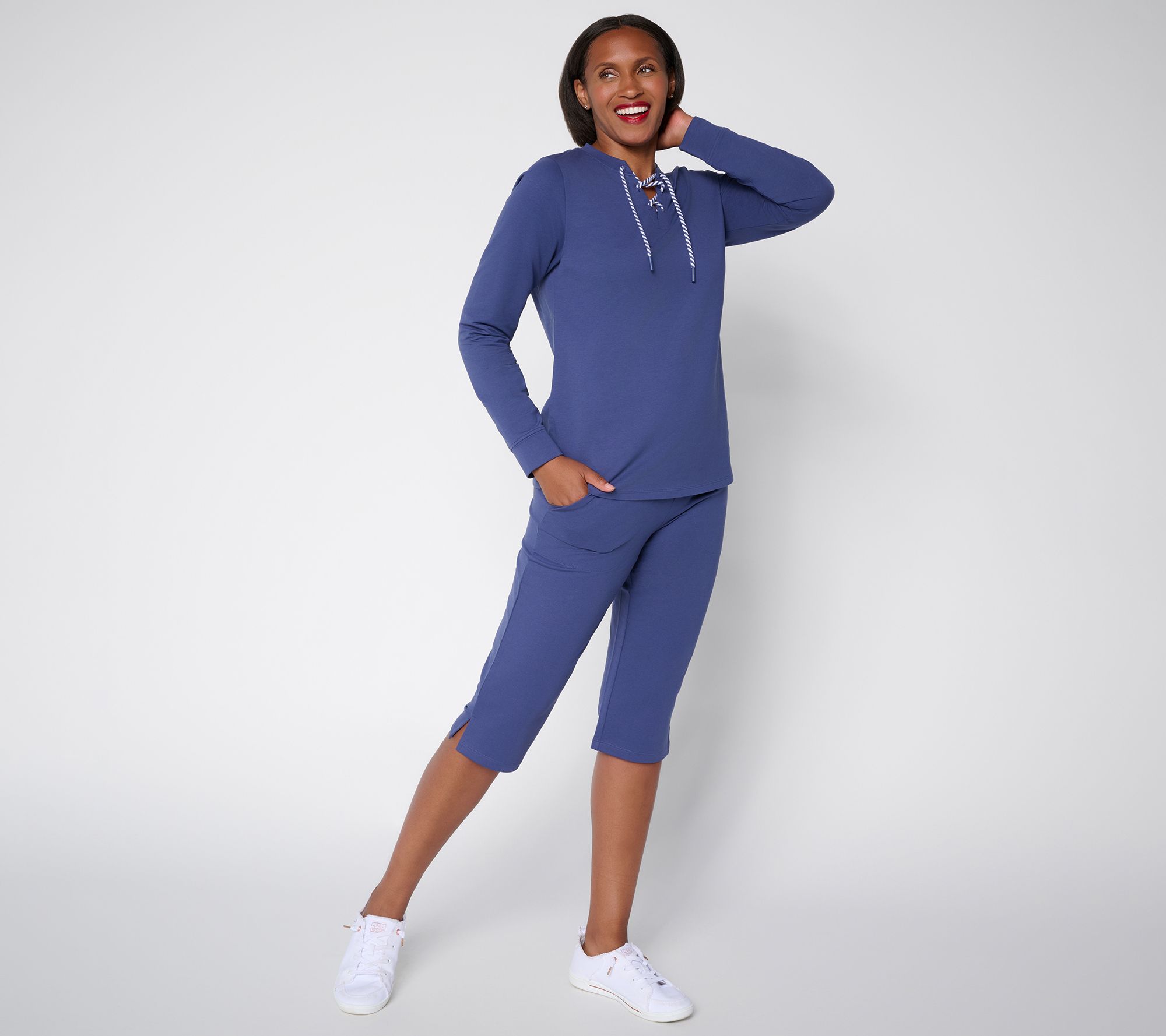 "As Is" Denim & Co. Active Petite EasyWear French Terry Set