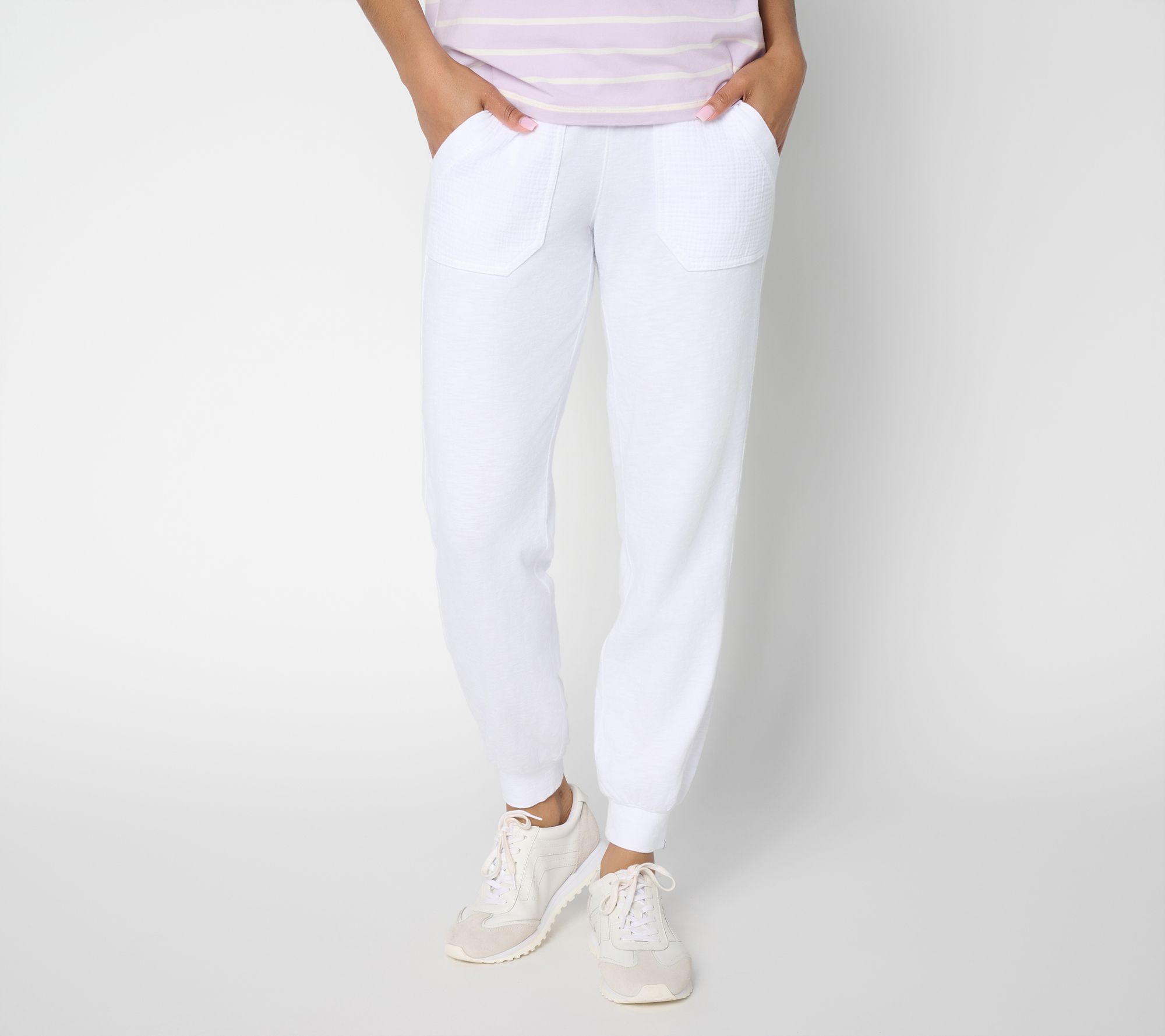 "As Is" AnyBody Tall Washed Cotton Slub Jersey and Gauze Jogger