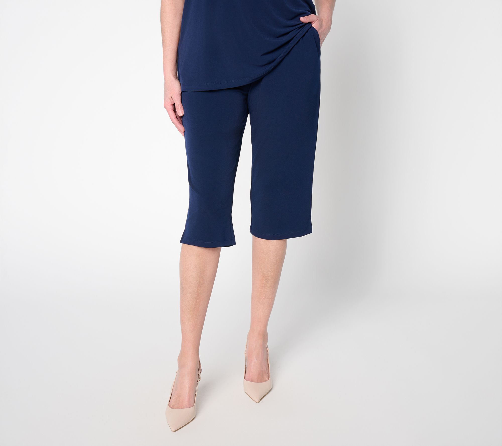 "As Is" Susan Graver Regular Liquid Knit Straight - Leg Pedal Pusher