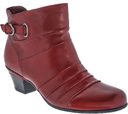 Earth Leather Pleated Ankle Boots - Crusade - QVC.com