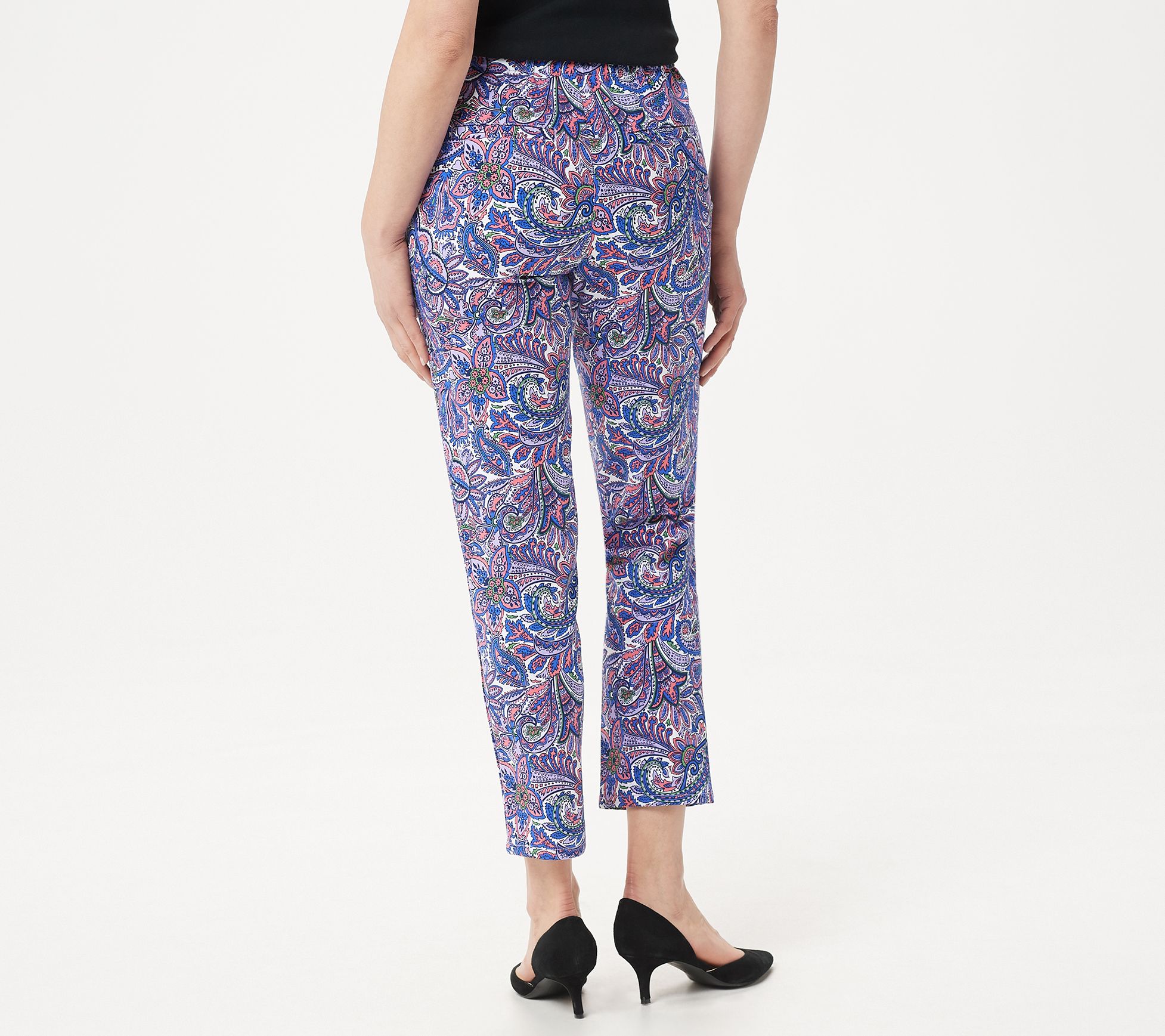 Isaac Mizrahi Tall 24/7 Stretch Print Solid Ankle Pants Black 20 NEW A302698 