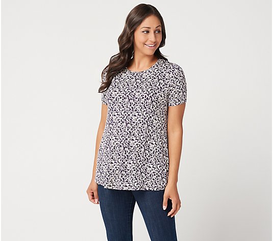 LOGO by Lori Goldstein Printed Knit Top with On Seam Pockets