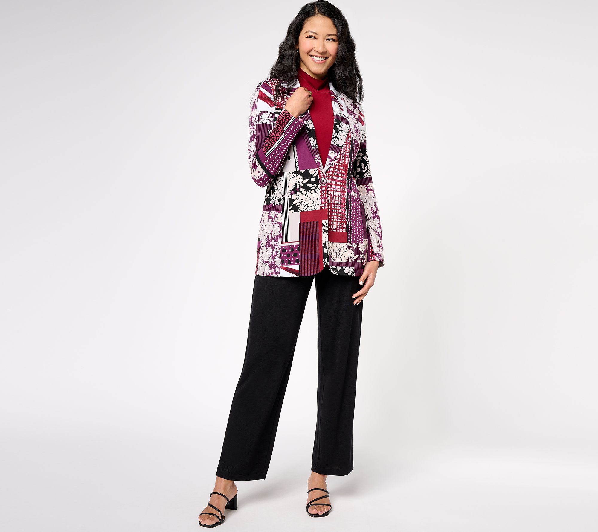 Susan Graver Printed LK Fusion Shawl Collar Blazer - QVC.com